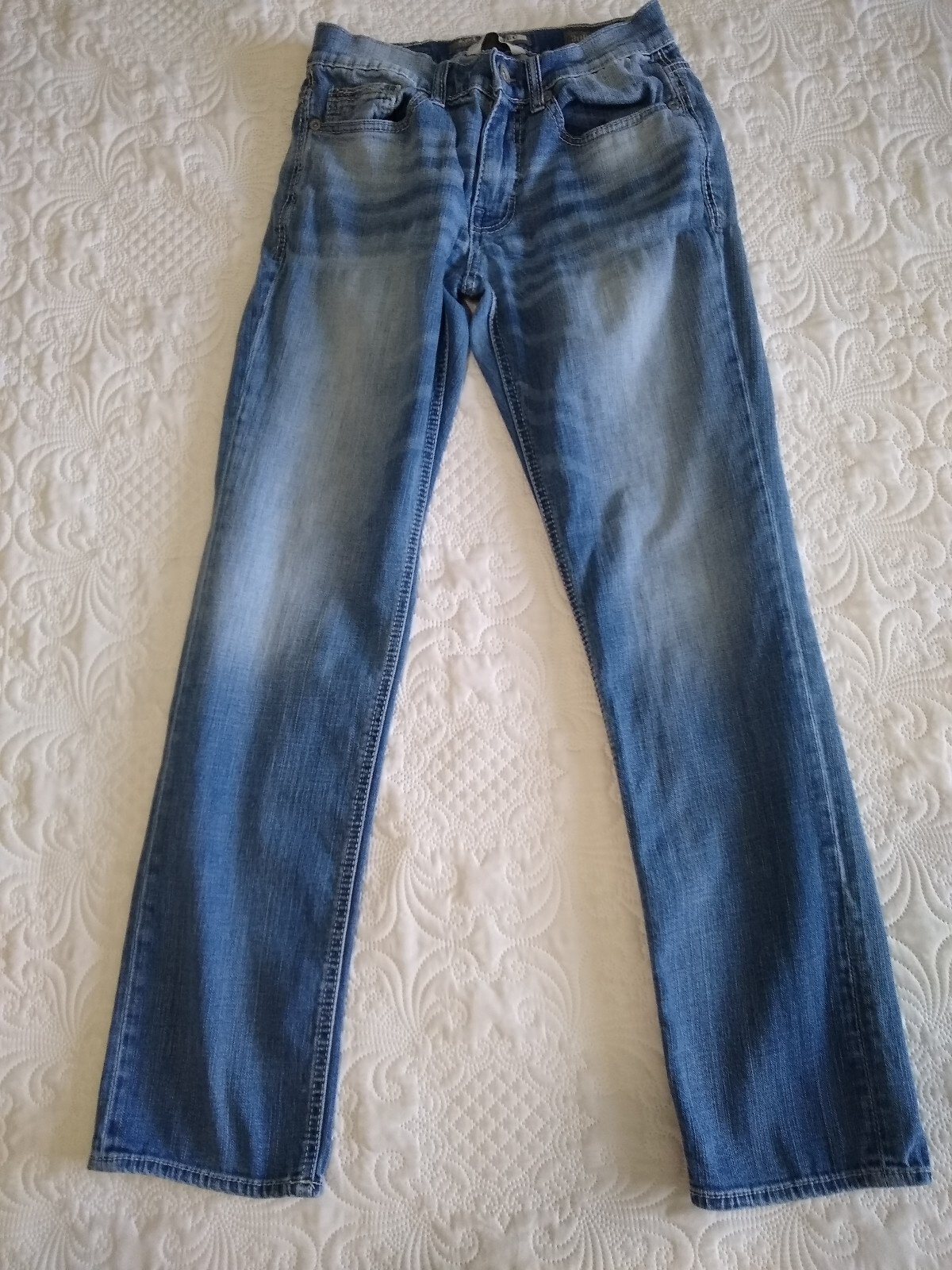 BKE Denim Alec Jeans Mens 30x30 (28x30) Blue Straight Leg Whiskered Faded EUC