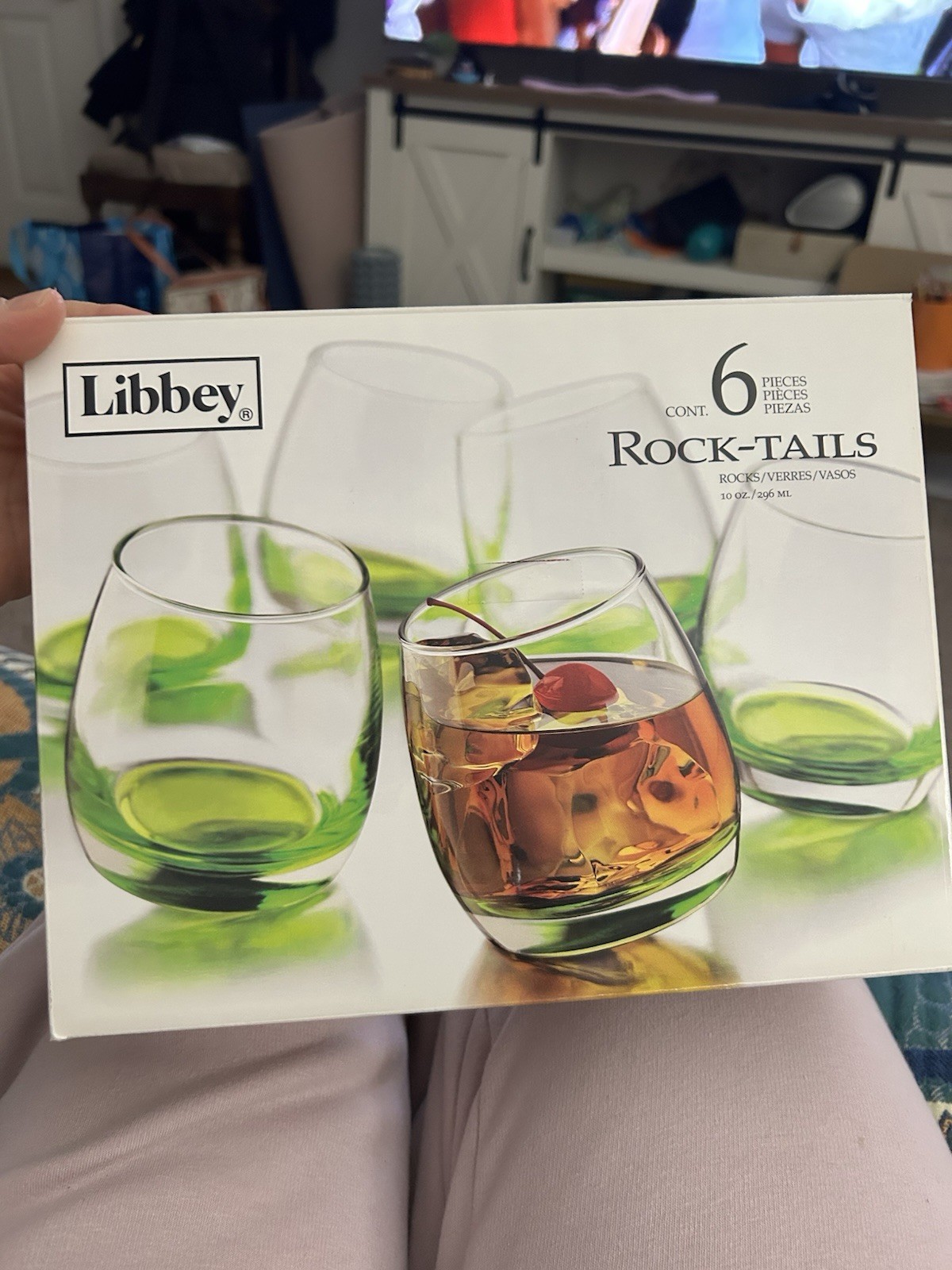 Libbey Rock-Tails 6-Piece Rocks Bottom Heavy Glass Set Green Bottom 10 oz