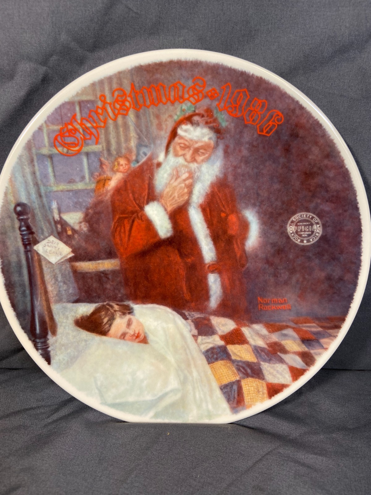Collector Plate Norman Rockwell "Deer Santy Claus" 