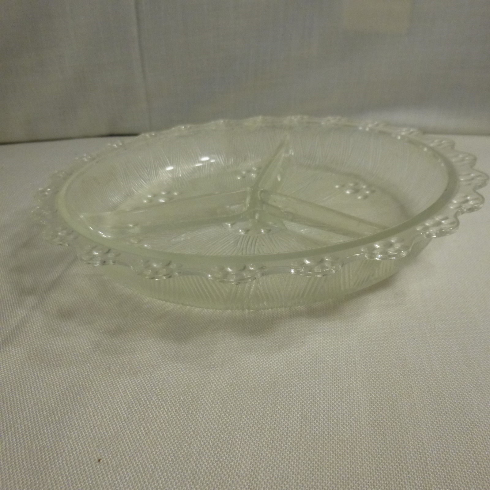 vtg Italian Masserini Barocco Bubble Glass Divided Serving Plate 8.5" - EVC