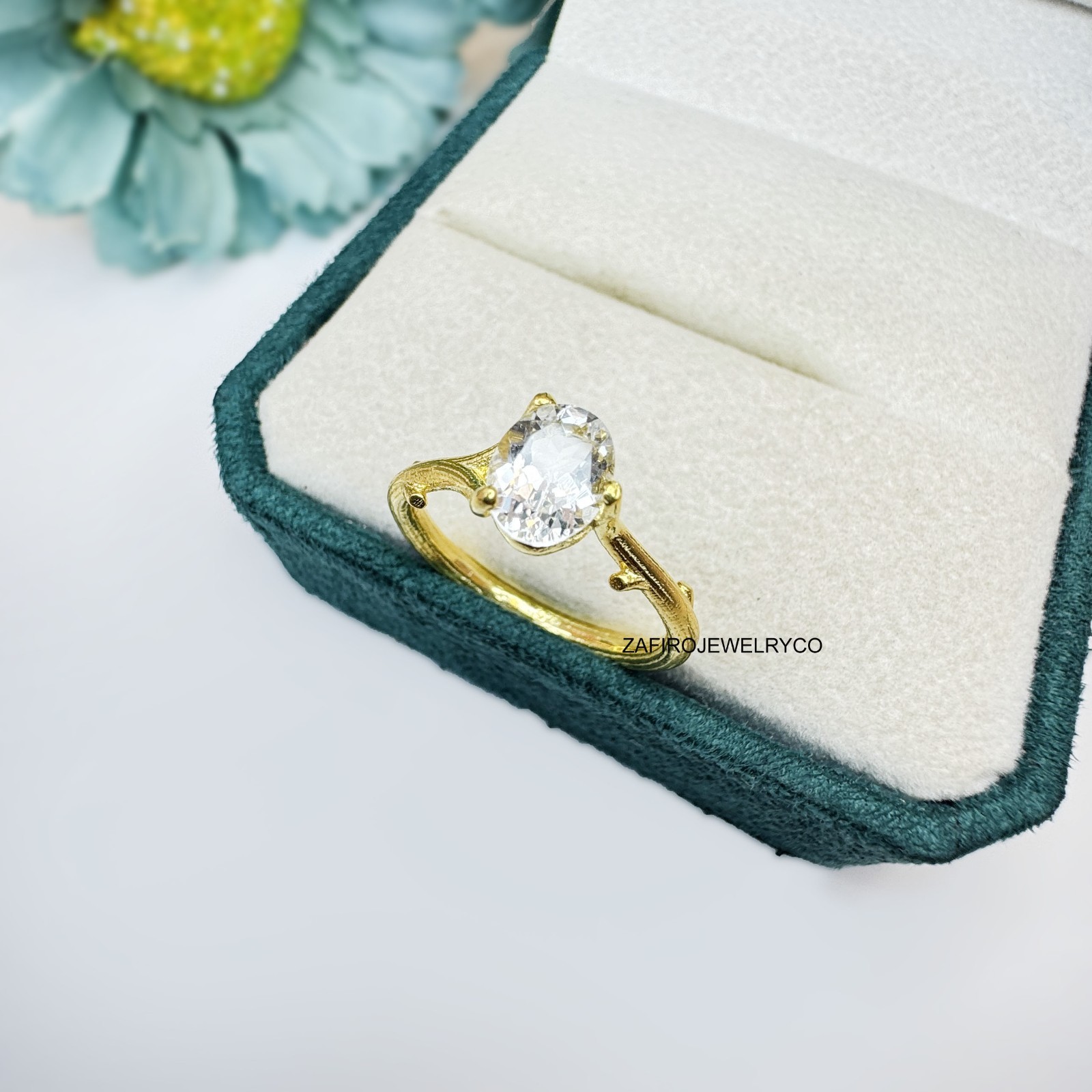 Natural Aquamarine Ring, Engagement Ring, White Aquamarine, Birthday Gift Ring