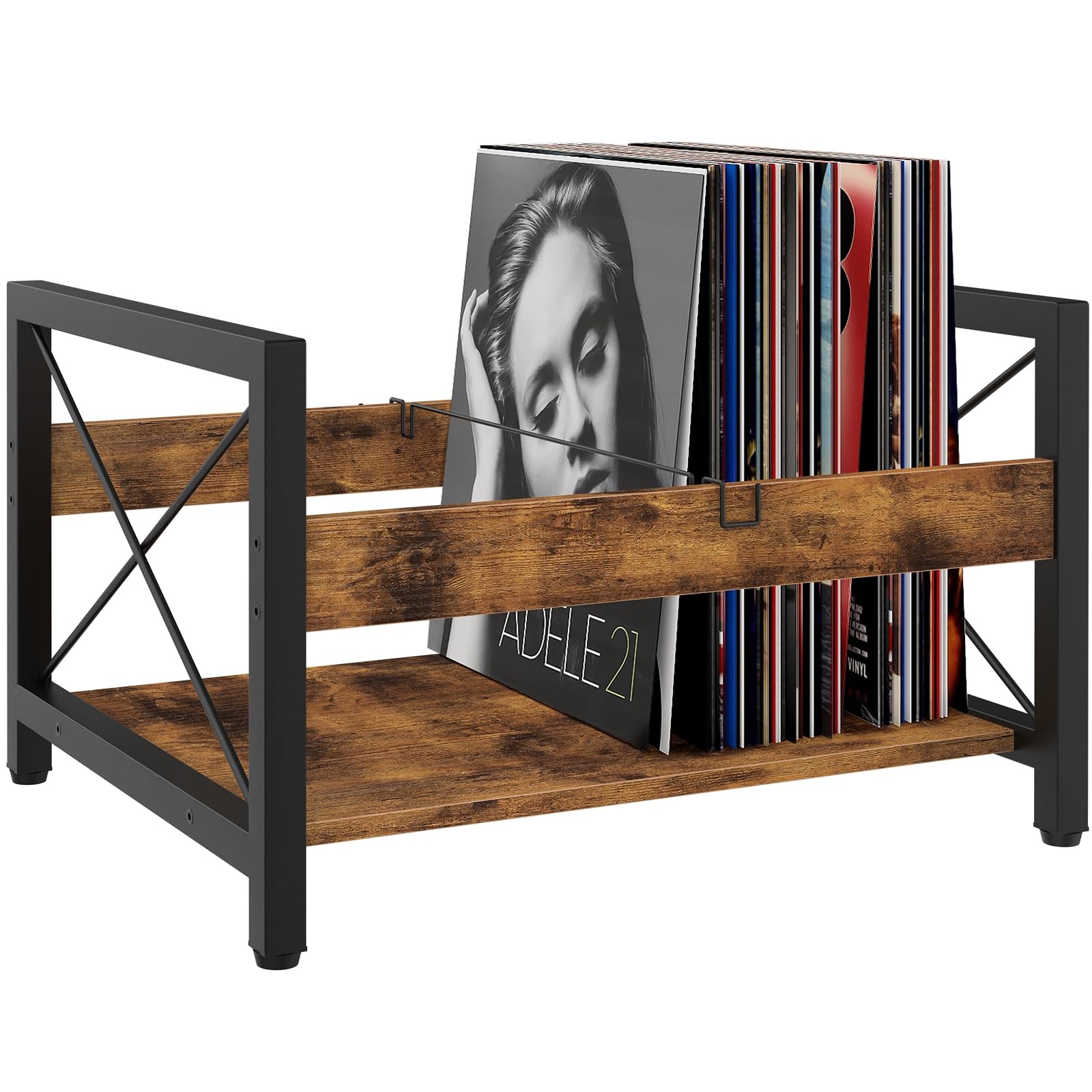 Vinyl Record Holder, Wooden Record Crate Fits 7” -12” Records, Vinyl Shelf Ho...