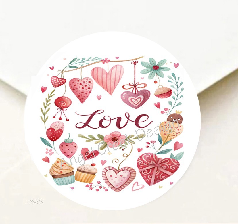 VALENTINE'S DAY LOVE HEART SCRAPBOOK STICKERS LABELS PARTY FAVORS ENVELOPE SEALS