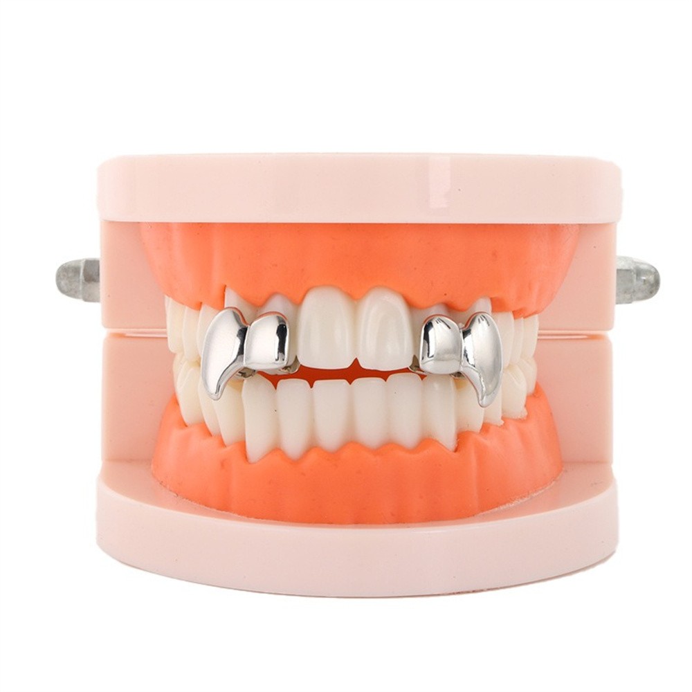 Hip Hop Accessory Braces Double Vampire Upper Top Teeth Spiked Teeth Denture Set