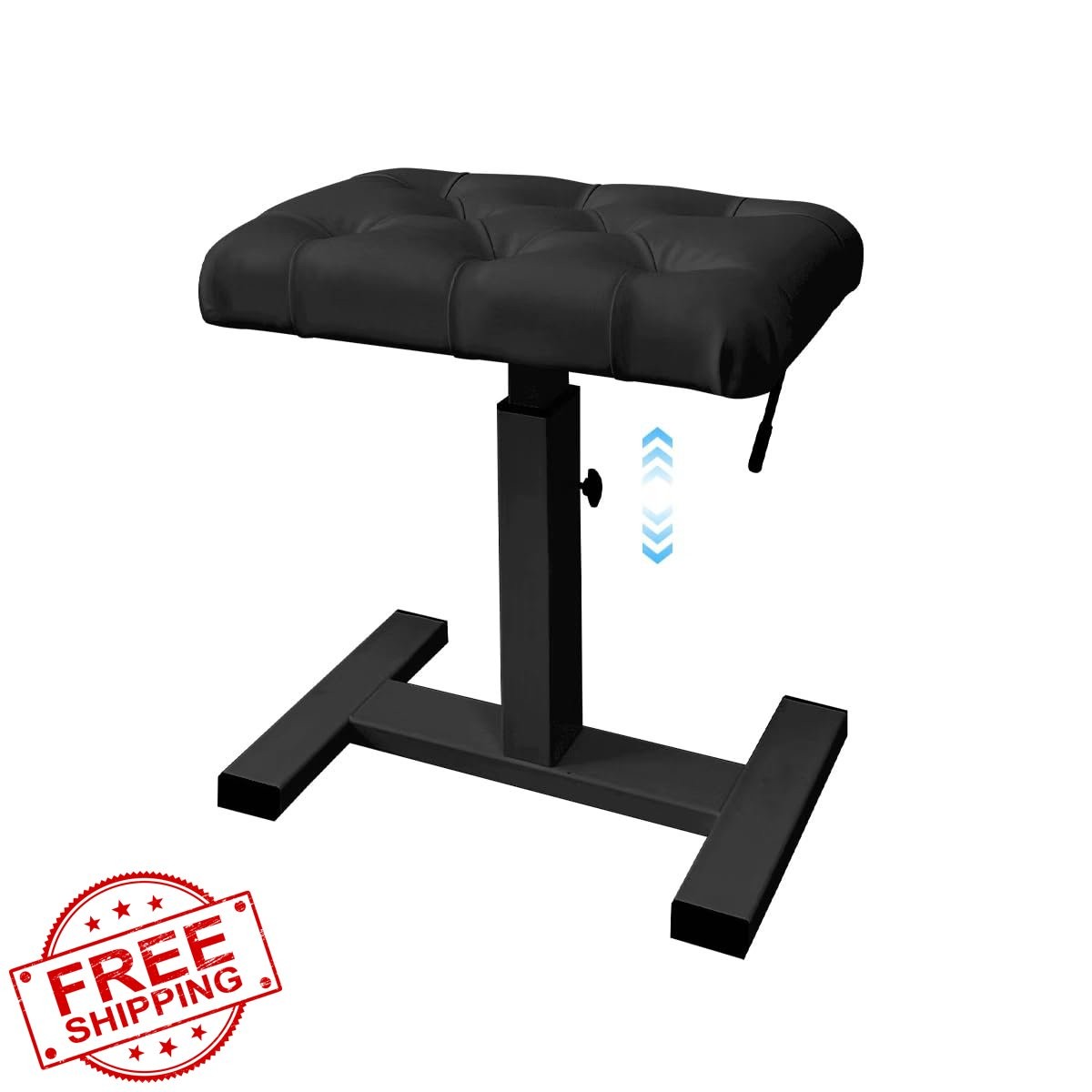 lumizone Piano Bench, Adjustable Height, Black PU Leather, Tufted