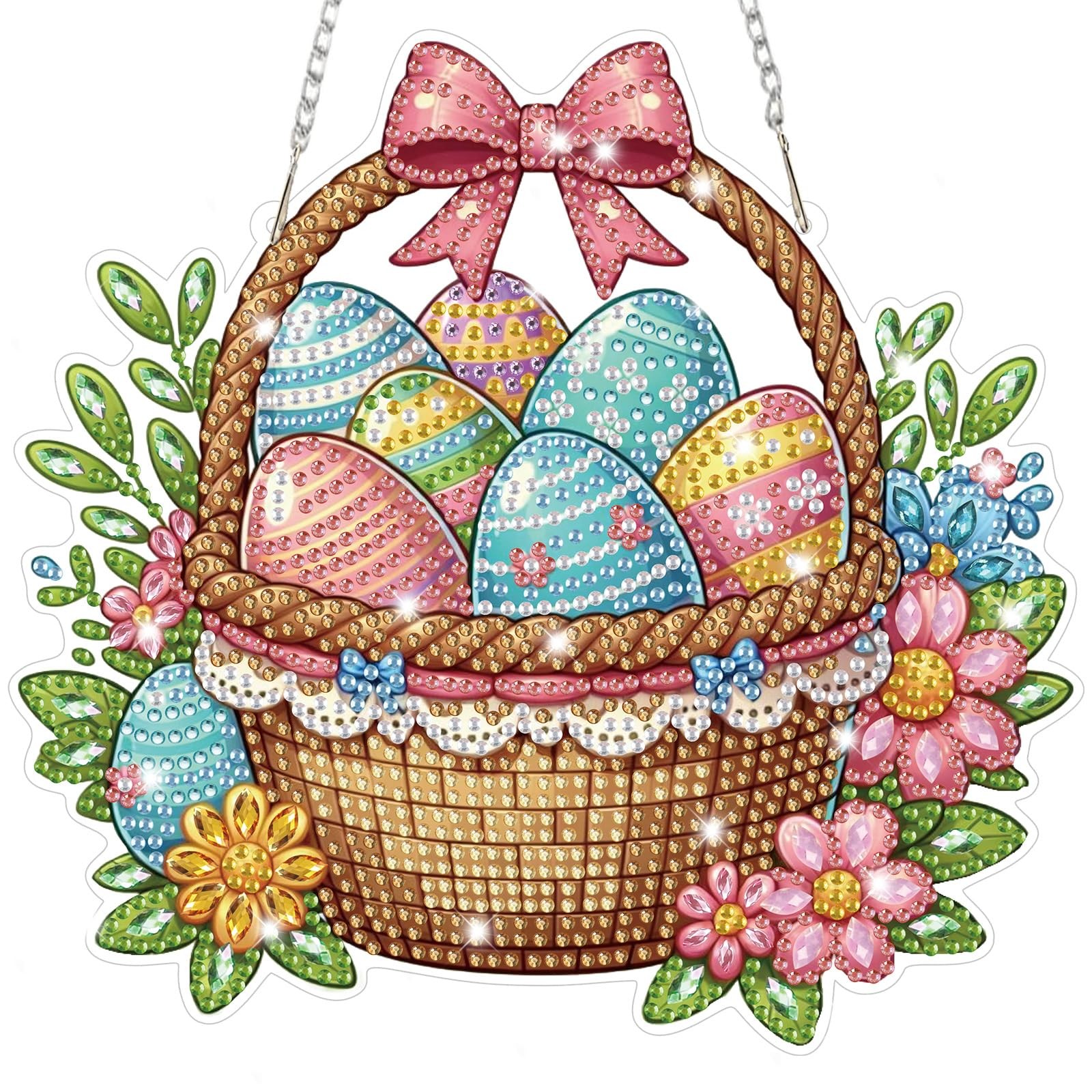 Easter Diamond Art Hanging Kits for Adults, Diamond Art Suncatchers Easter Eggs 