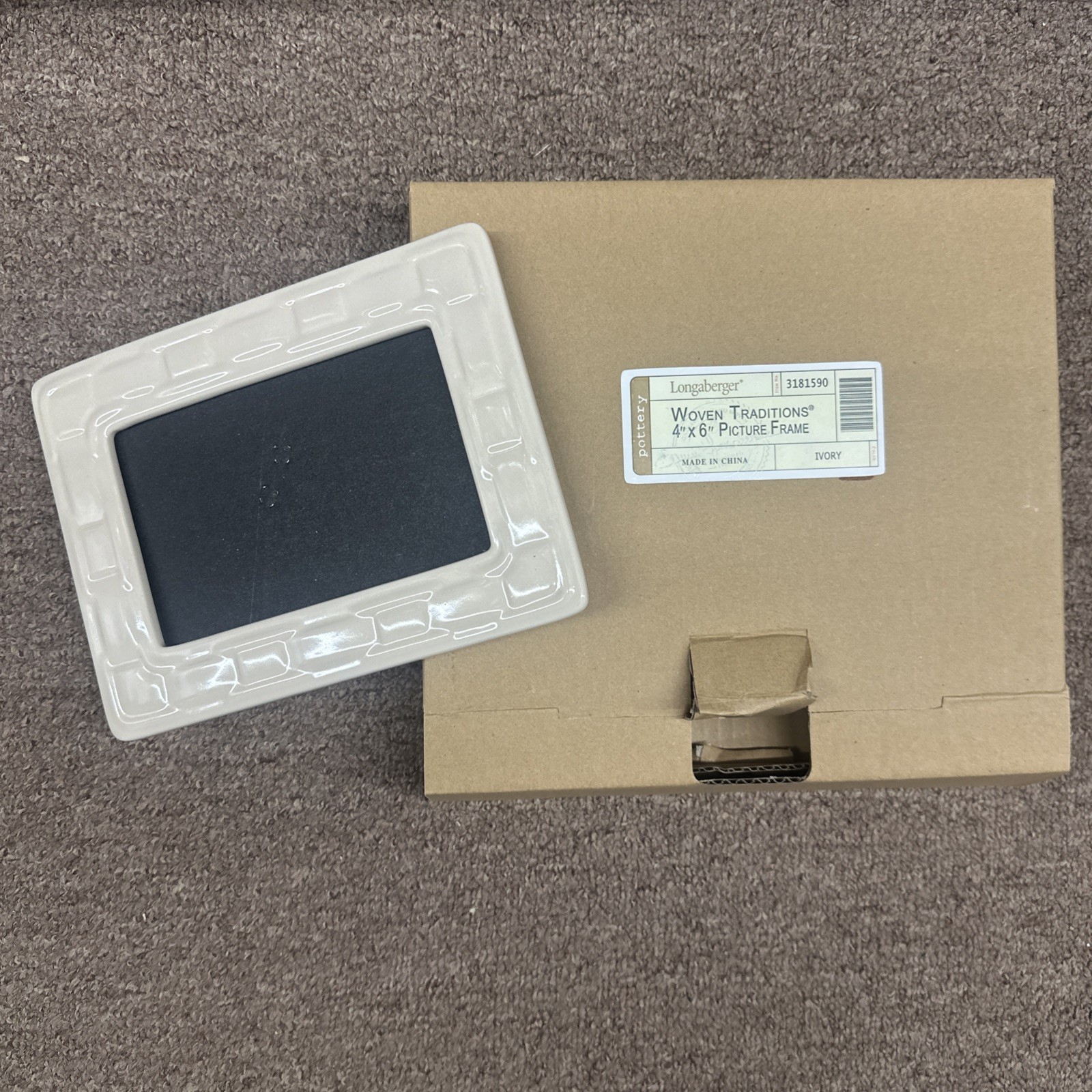 Longaberger Pottery Woven Traditions Picture Frame IVORY NEW 4X6"