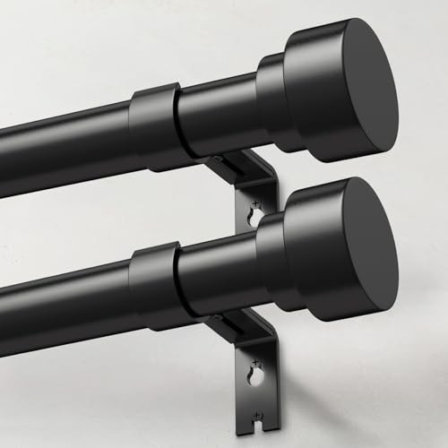 2 Pack Heavy Duty Curtain Rods for Windows 28 to 48 Inch, 1 30"-60"|2pack Black