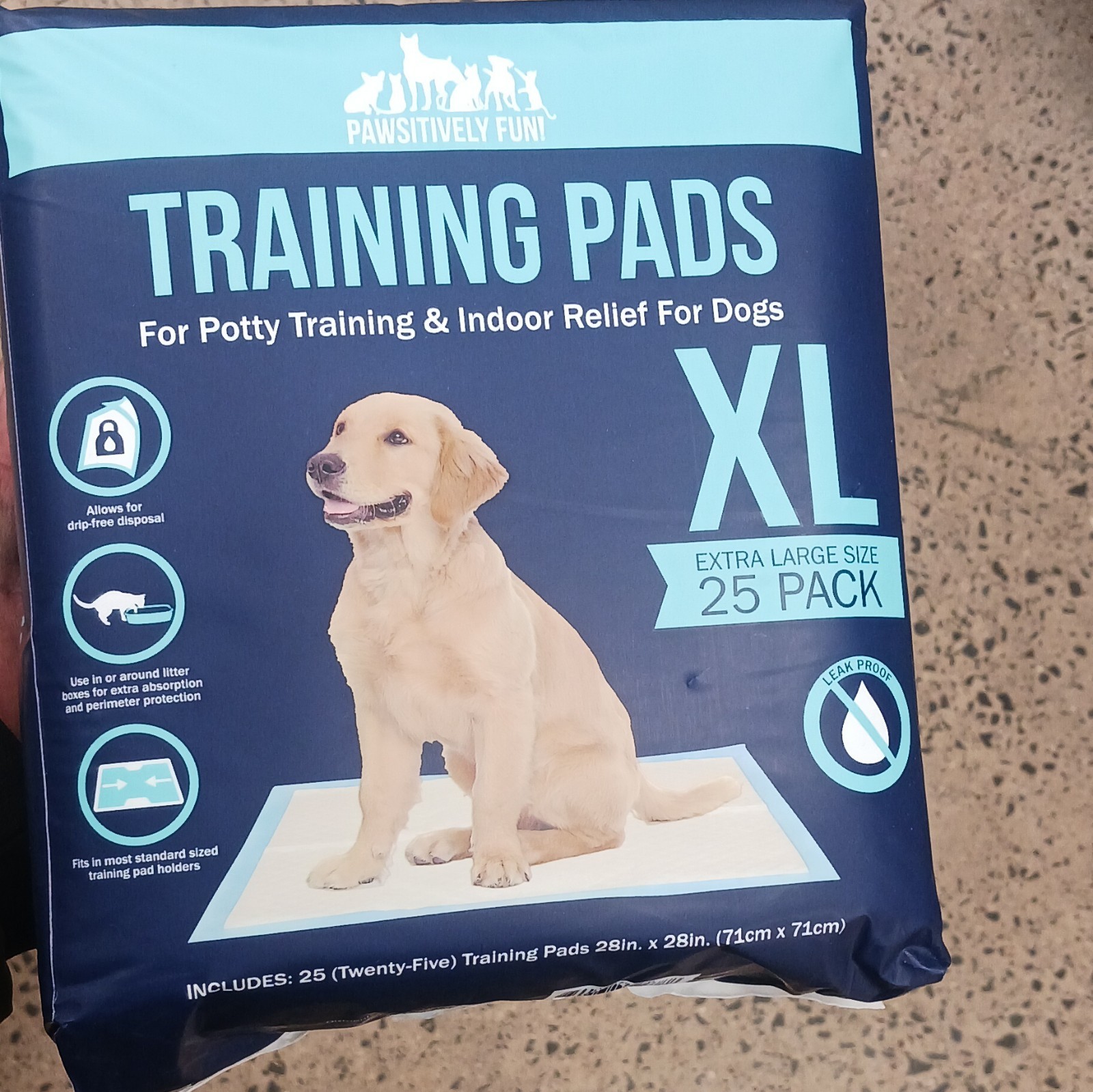 Pawsitively Fun! XL Extra Large Leak Proof Training Pads 25 Pack