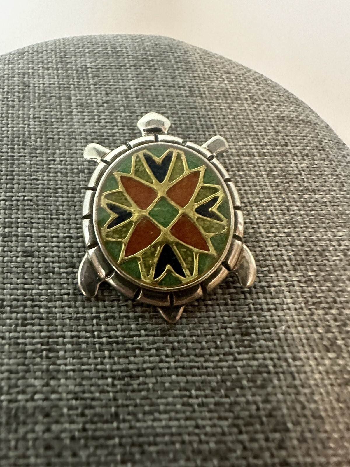 Carolyn Pollack Relios Sterling Silver Turqoise Coral & Lapis Turtle Pin Pendant