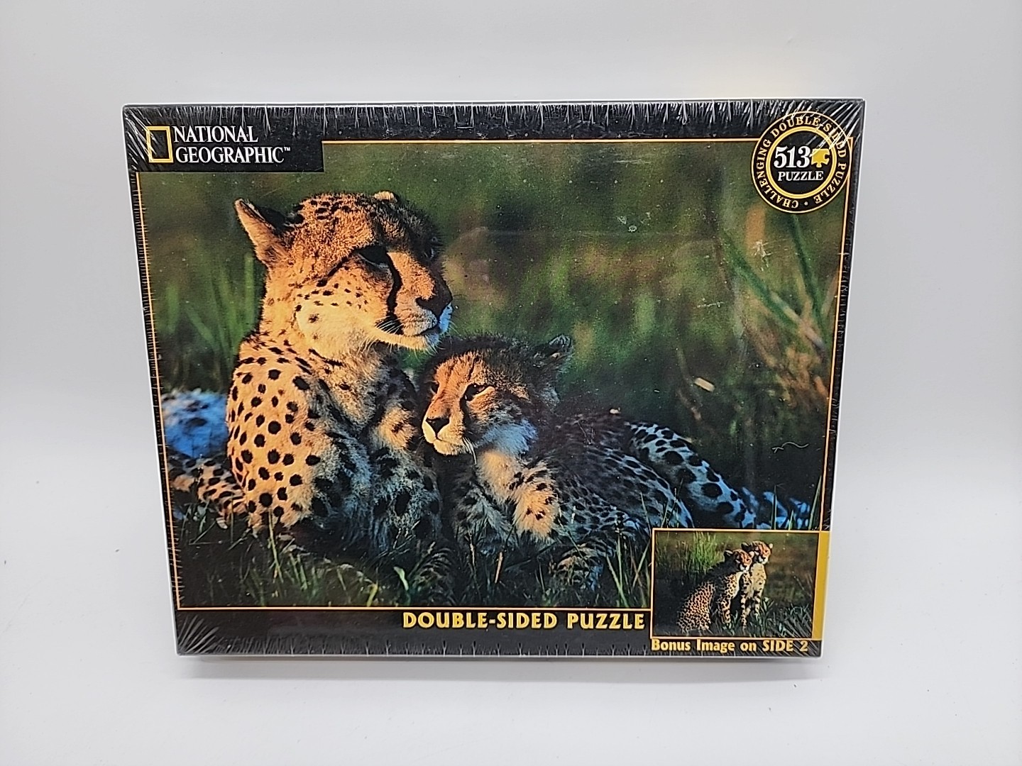VINTAGE National Geographic Cheetahs 513 pc Puzzle DOUBLE SIDED Nat Geo NEW