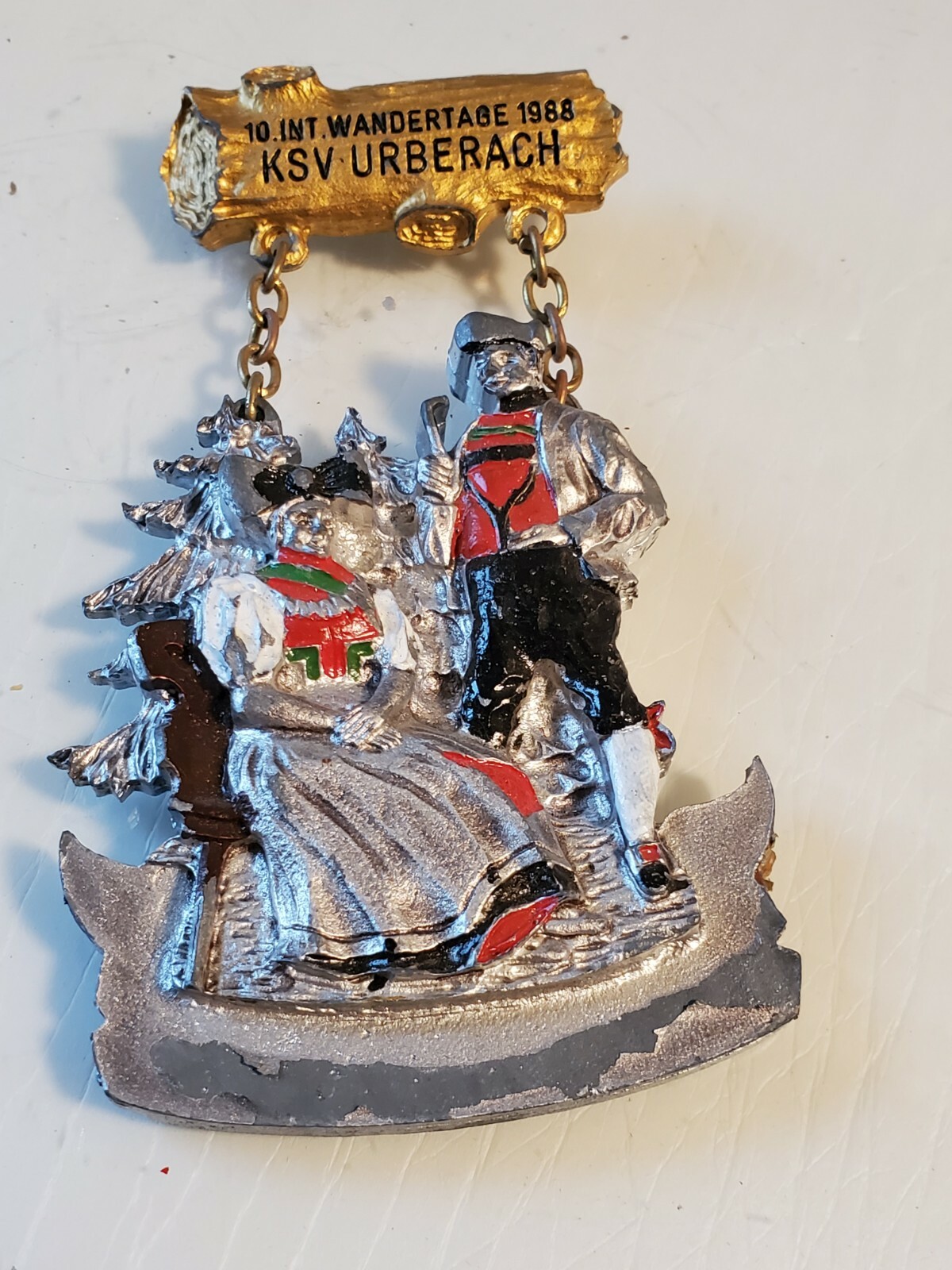 German Hiking Medal Wandertage 1988 KSV URBERACH HAND ENAMELED 