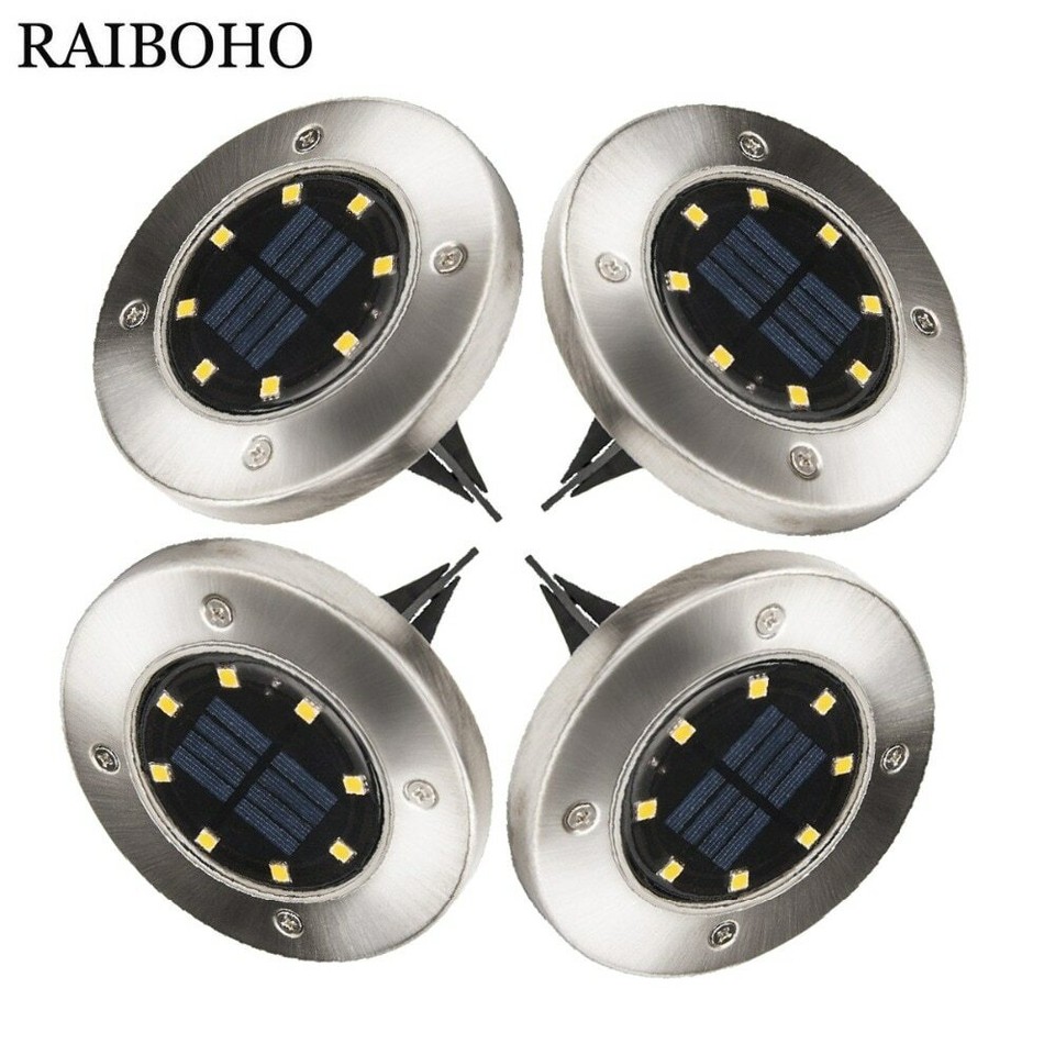 4 pièces solaire alimenté disque lumières 8LED solaire voie lumières extérieur