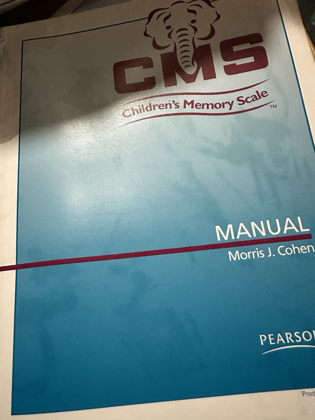 CMS Children's Memory Scale Psychological Test Harcourt Corporation
