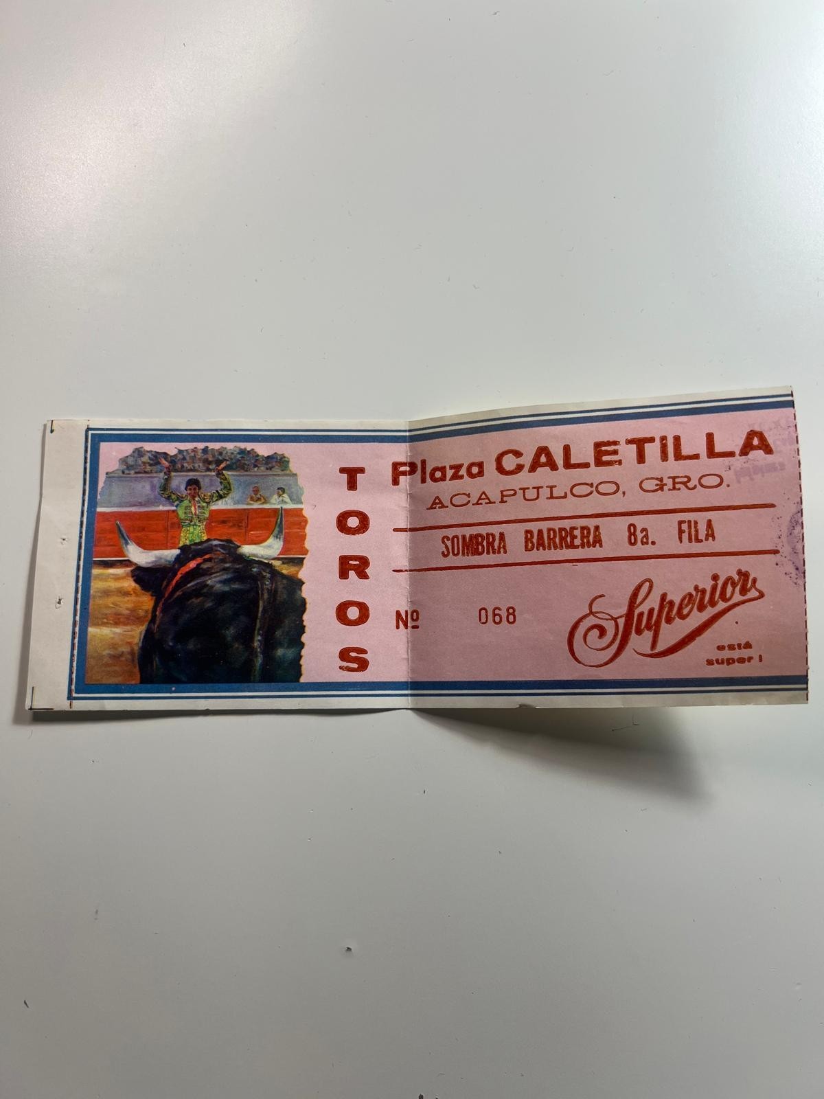 Plaza Caletilla Acapulco Bullfighting Ticket Vintage Toros Mexico Sombra Barrera