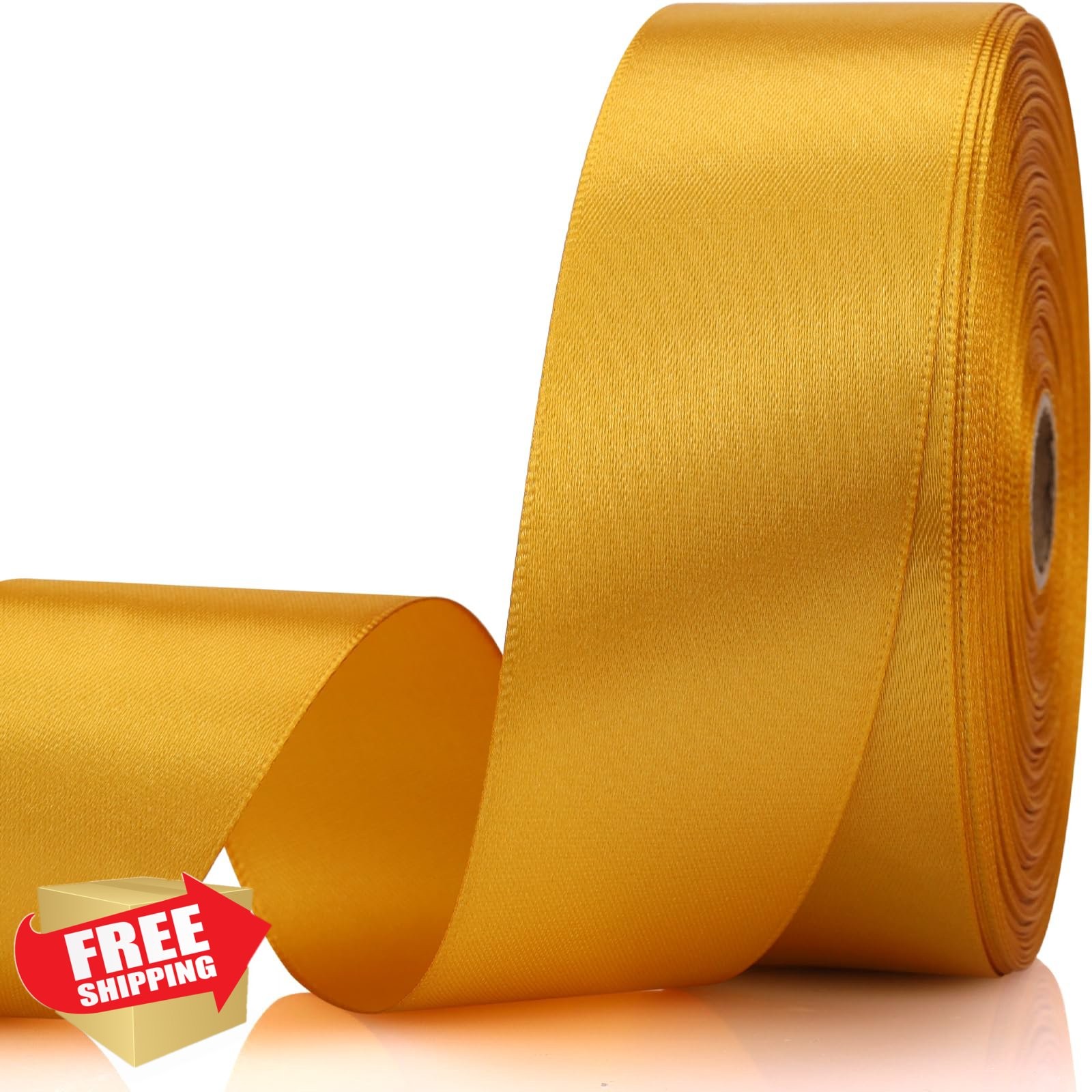 NISDOCF 1.5" Gold Satin Ribbon 60 Yards Gift Wrap Floral