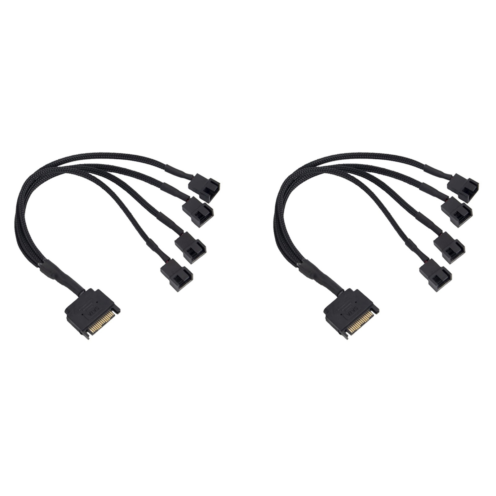 2X Cooling Fan Adapter Cable, 15 Pin  to 4 x 3 Pin / 4 Pin PMW 12V PC Case4623