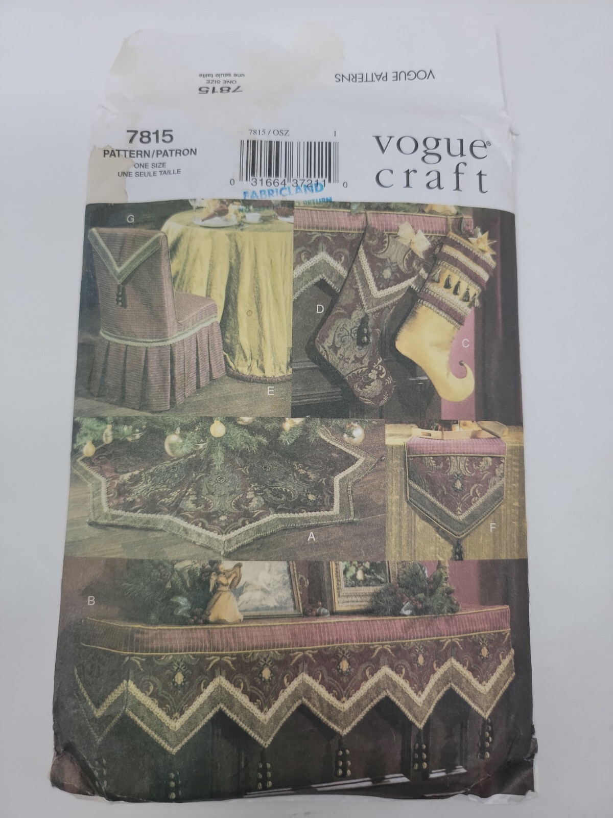 Vogue Craft 7815 Christmas Accessories Sewing Pattern