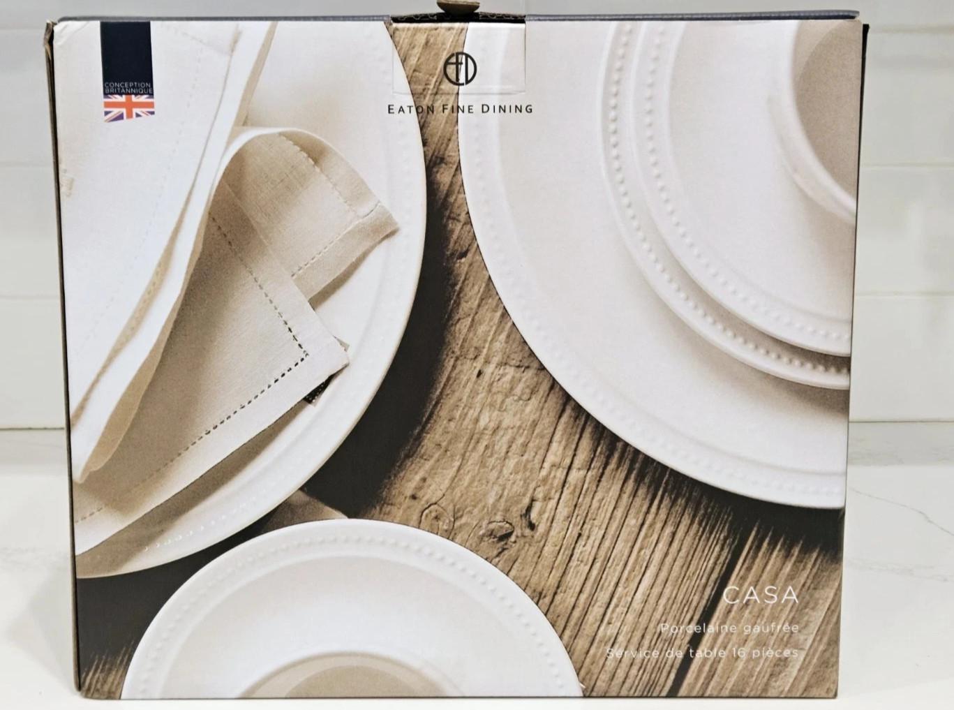 Eaton Fine Dining CASA 16pc White Embossed Porcelain Dinner Set British Design