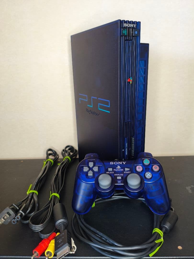 Sony PlayStation 2 Midnight Blue SCPH-50000 Console Set Tested Japan PS2 JP