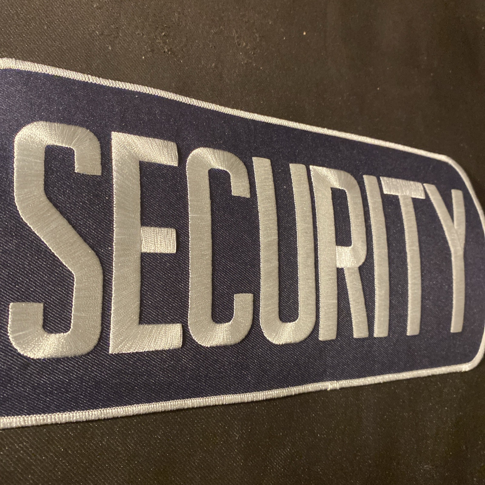 Large Security Back Patch Badge Emblem 11" X 5 White/Navy Blue for Jacket Vest