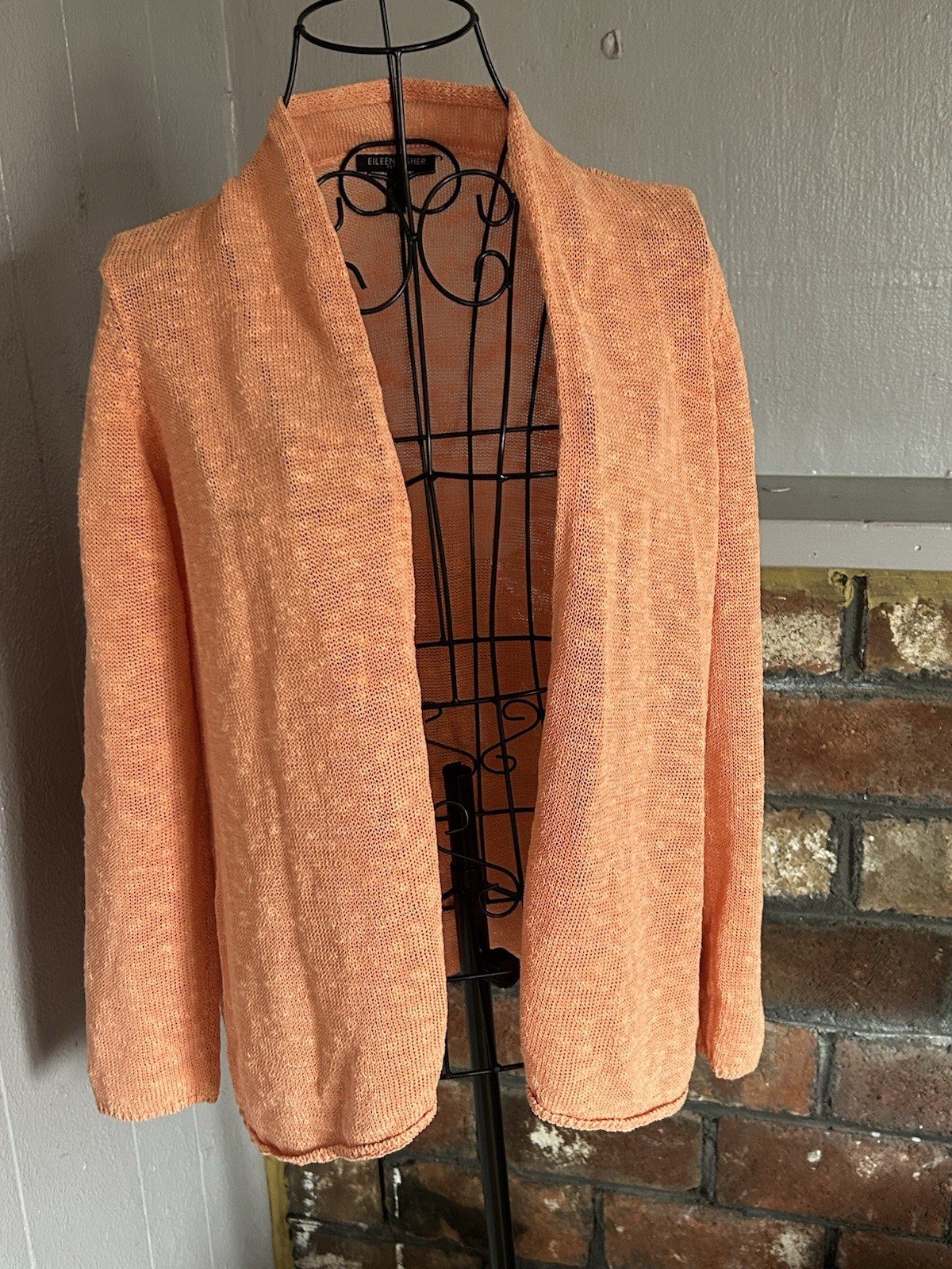 Eileen Fisher Women’s Orange Linen Blend Open Front Cardigan Size Petite S