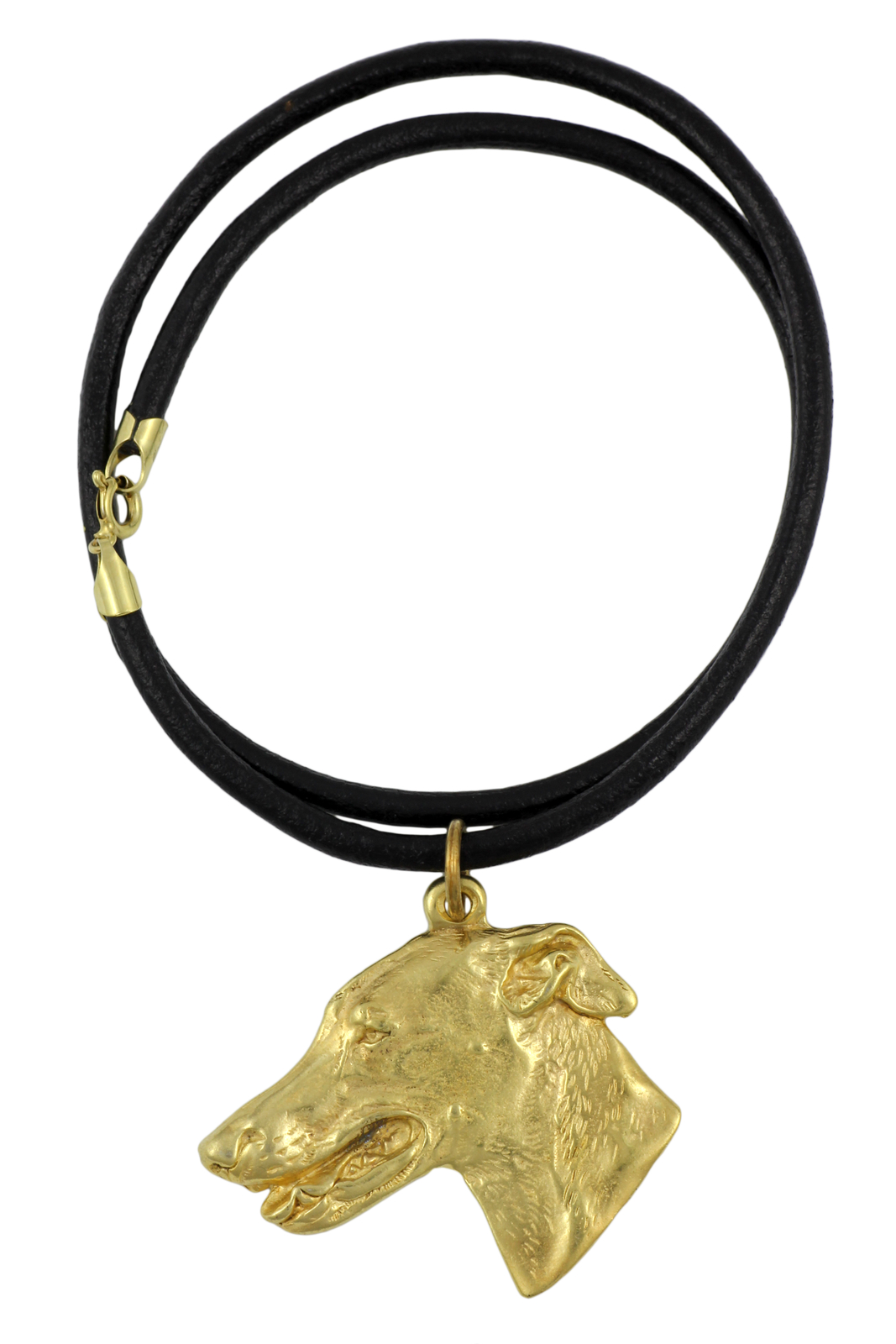 Greyhound, Large English Greyhound - Dog Collar, Gold-Plated Pendant For