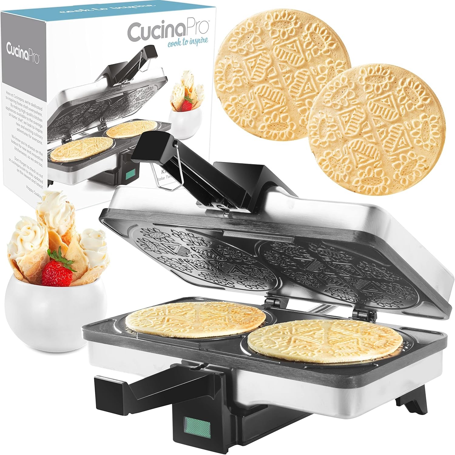 Non Stick Makes Two Krumkake Pizzelle-Like Cookies Great for Cannoli Filling 