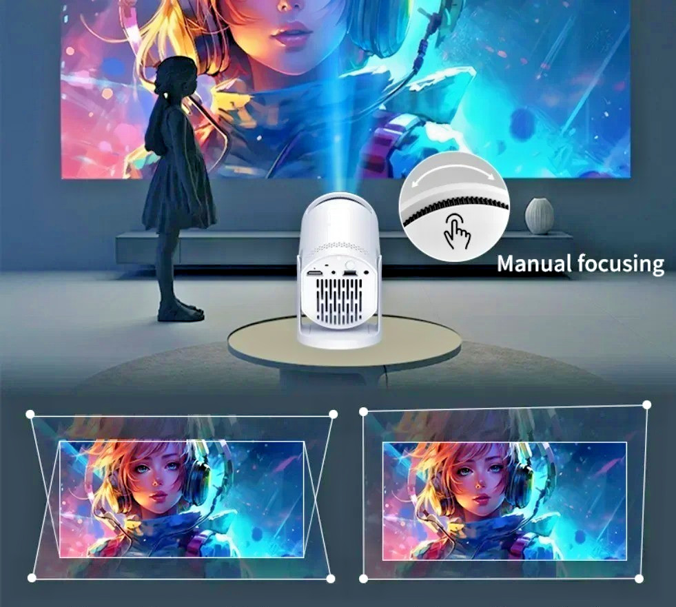 Compact Wired Mini Projector 1080P Support - 40 ANSI Lumens LED Projector for Ph