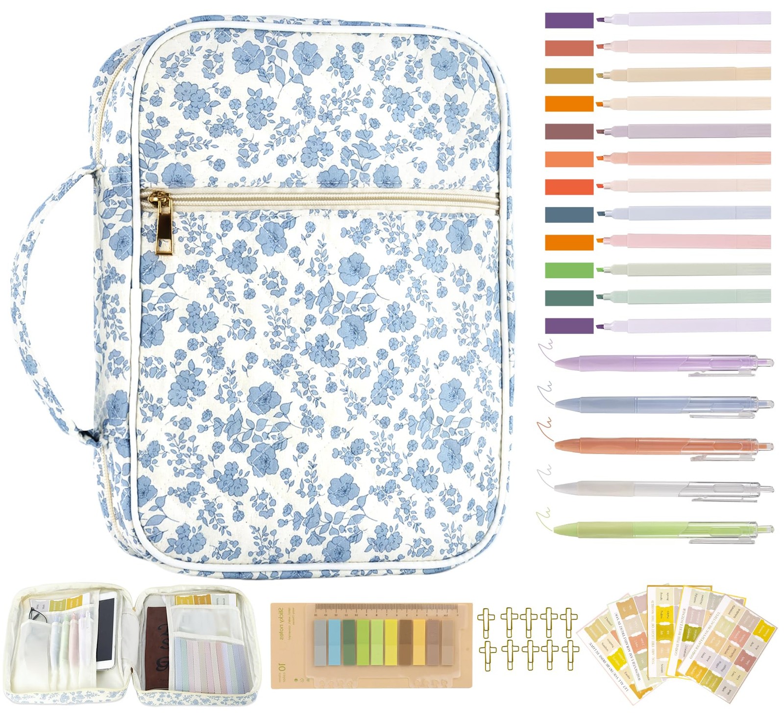 Bible Cover Case for Women, Large Bible Bag with Bible Study Supplies Accesso...