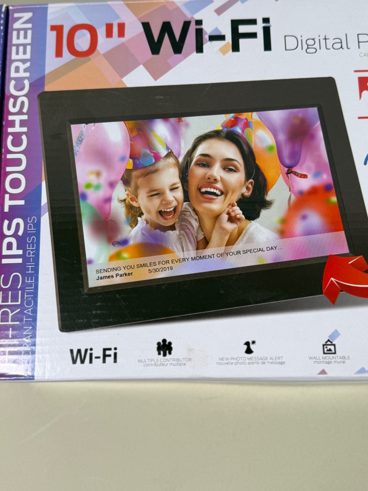 Sylvania 10" WiFi Digital Photo Frame SDPF1095-B IPS Touchscreen w Box Remote