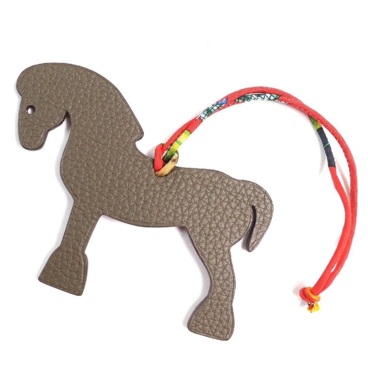 HERMES Bag Charm Petit H Horse Leather Brown Violet Made in France Women