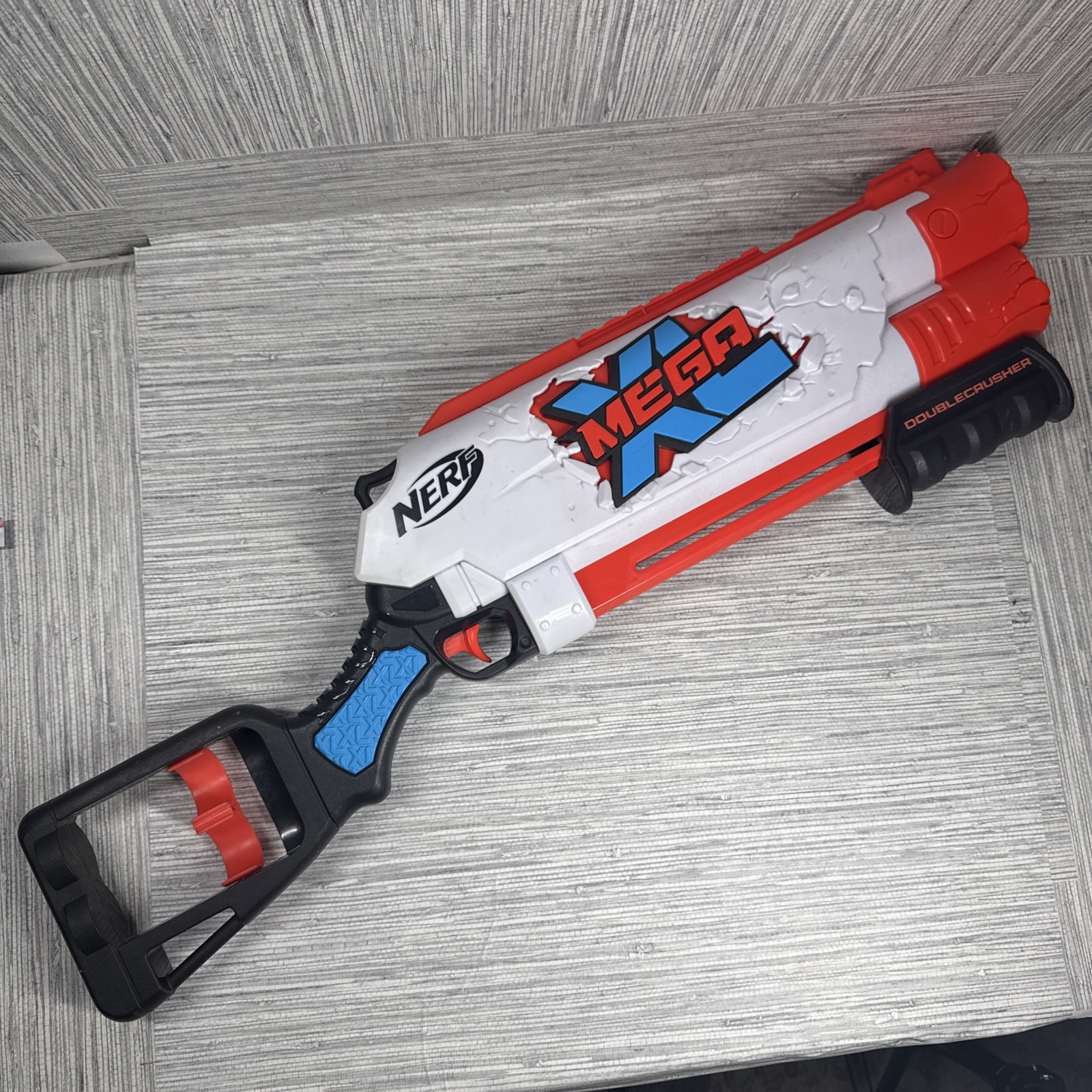 Nerf Mega XL Double Crusher Blaster –Pump Action Double Barrel Whistler Dart Gun
