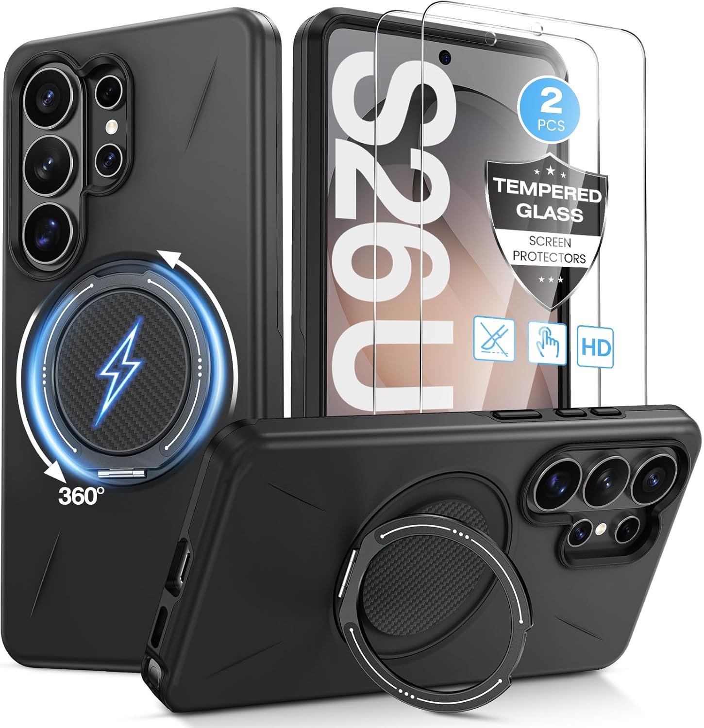 Samsung Galaxy Ultra Case with Screen Protector Kickstand Ring