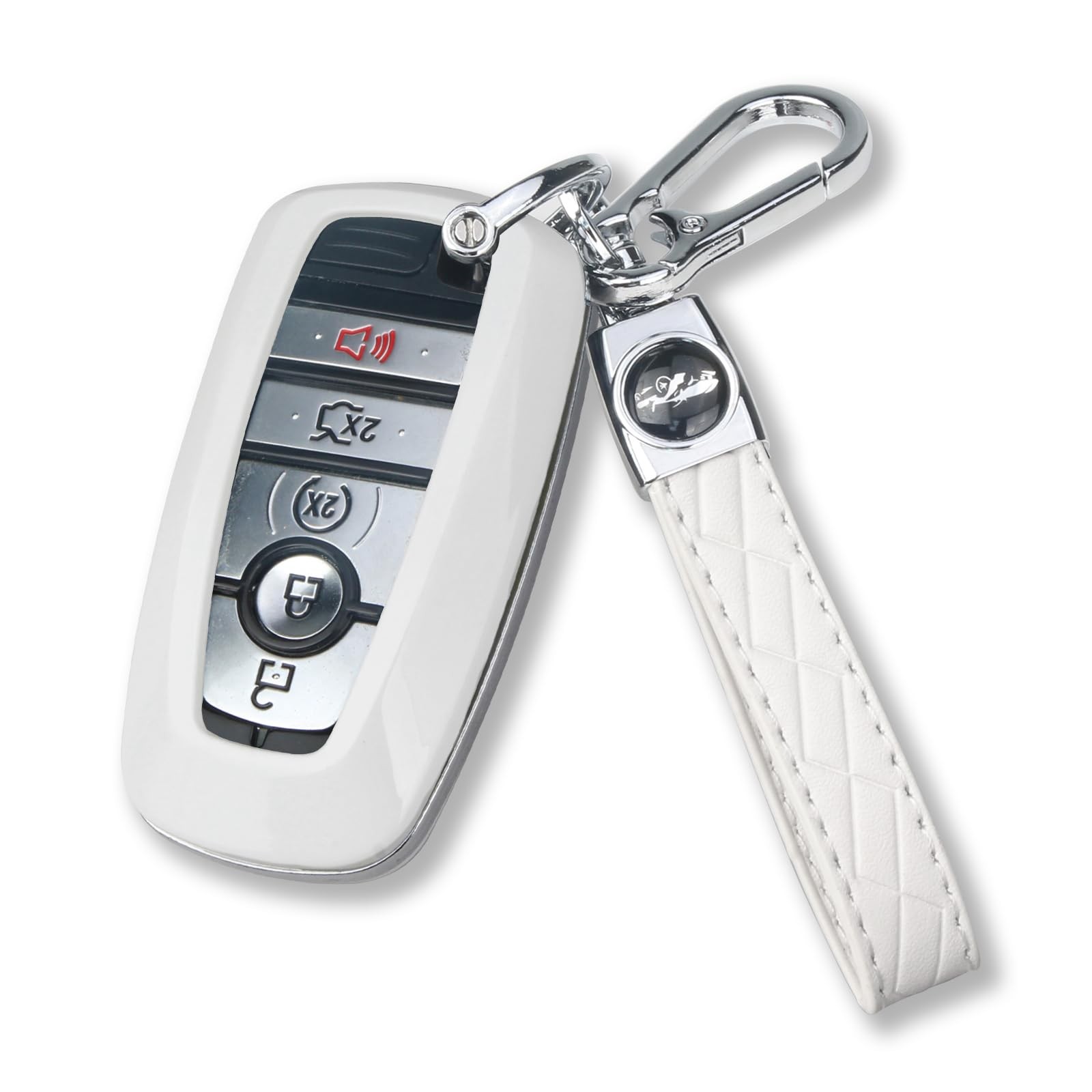 QBUC for Ford Key Fob Cover with Keychain Full Protection One Size, White 