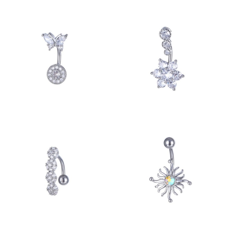 Butterfly Flower Belly Button Bar Barbell Body Piercing Navel Ring Bars Gift