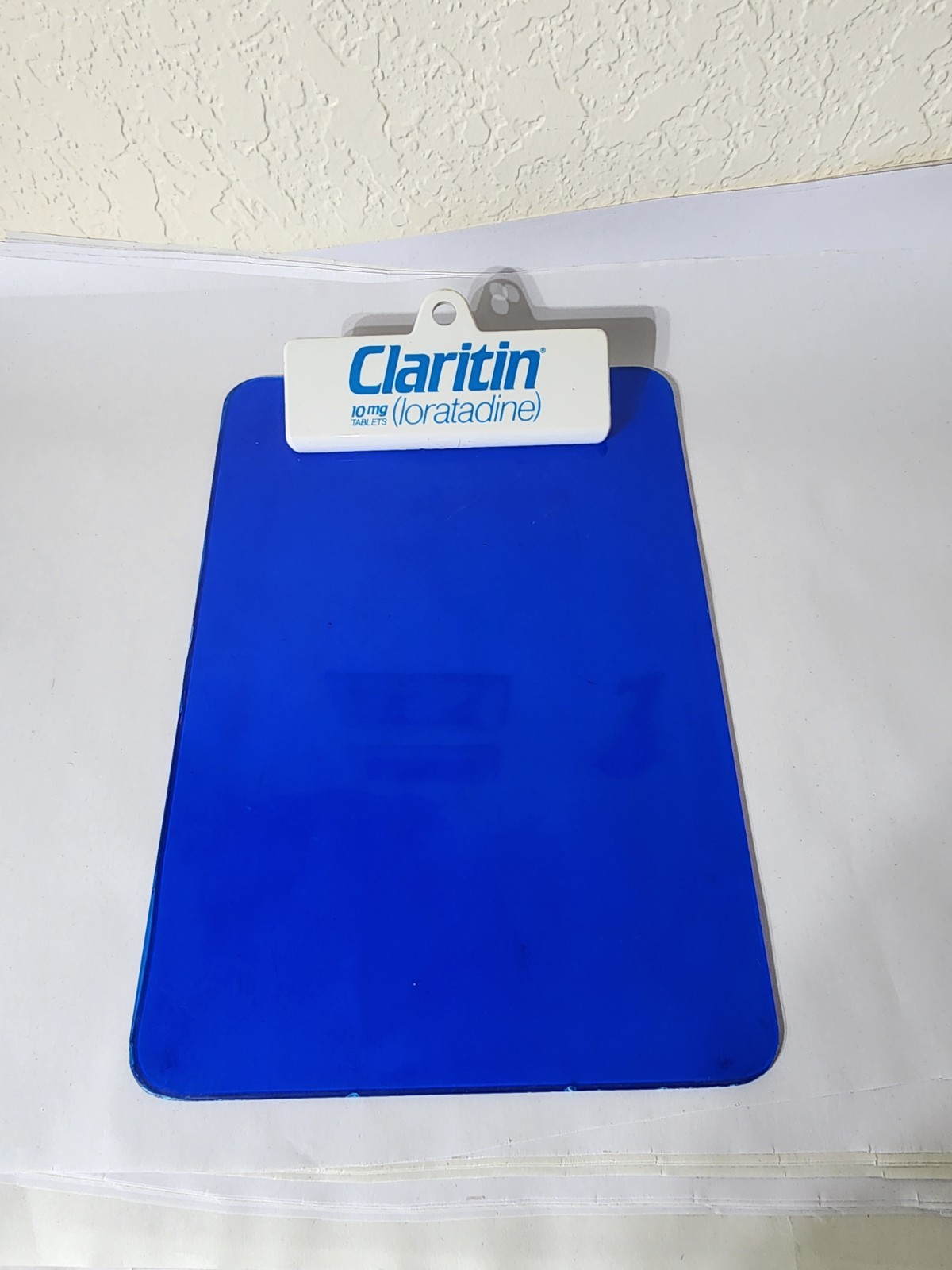 Vintage Claritin 10 MG Tablets (Loratadine) Blue Plastic Clipboard