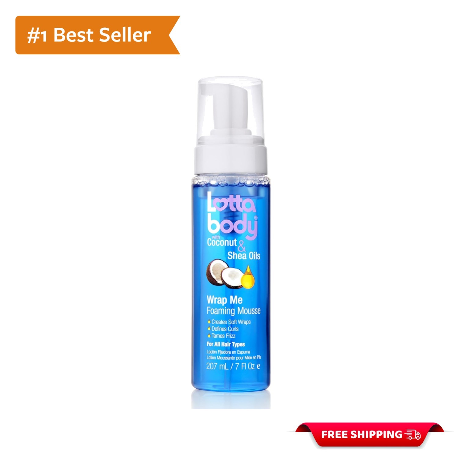 Moisturizing Coconut Oil & Shea Curl Mousse - Soft Wraps and Shine, 7 Fl Oz