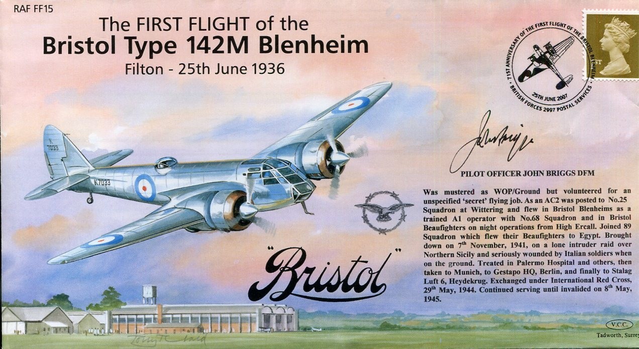 Pilot Officer John Briggs DFM WWII War First Fligh Bristol 142M Signed Autograph