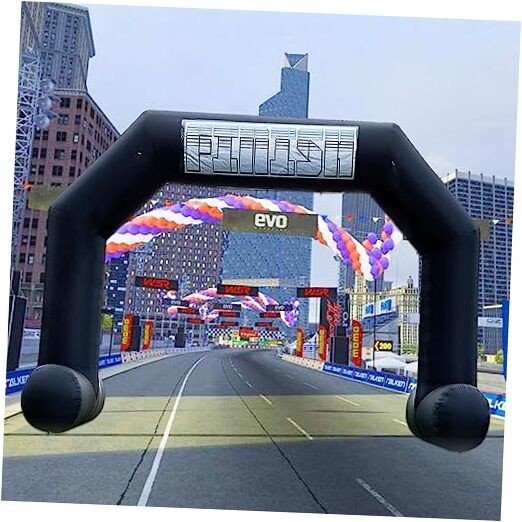 20ft Start Finish Line Inflatable Arch with Powerful Blower, Hexagon Black