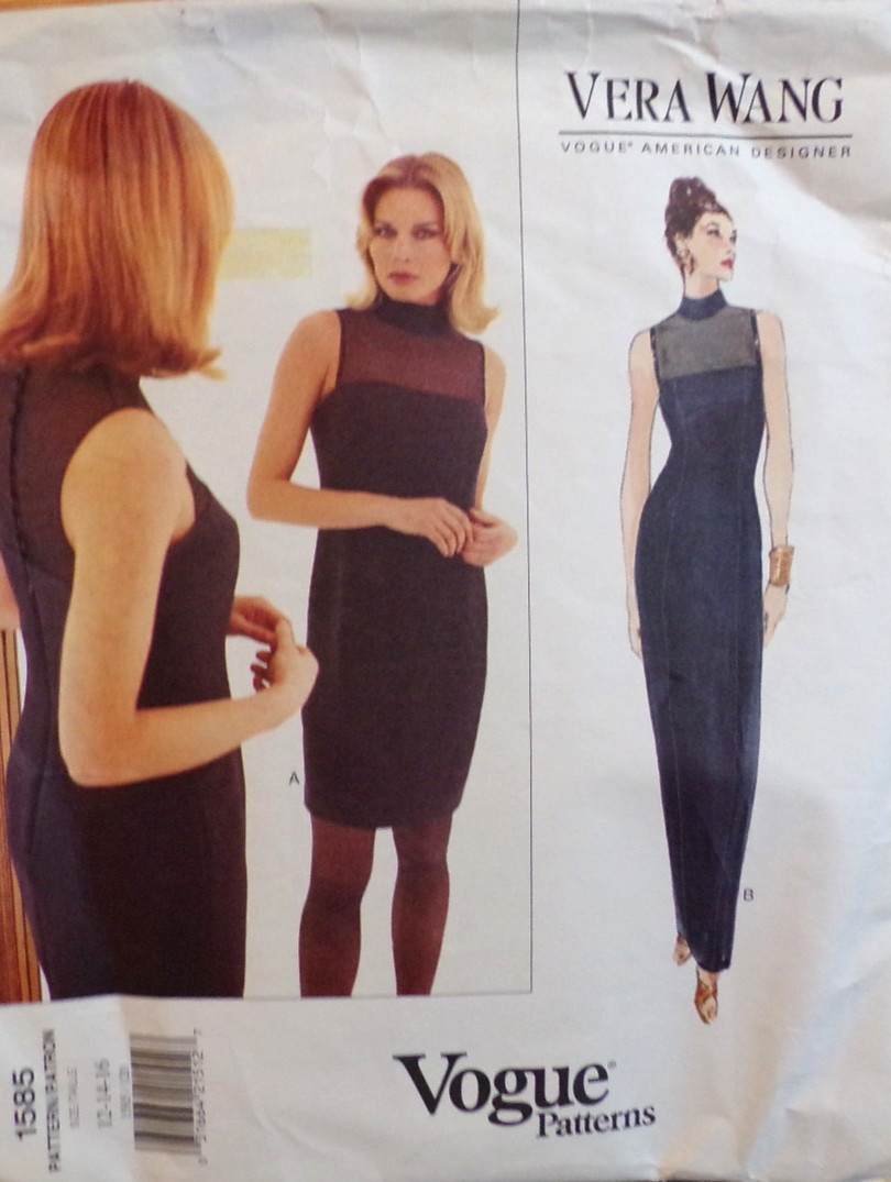 Vogue Sewing Pattern 1585 Vera Wang Misses Dress Length Variations Size 12-16 UC