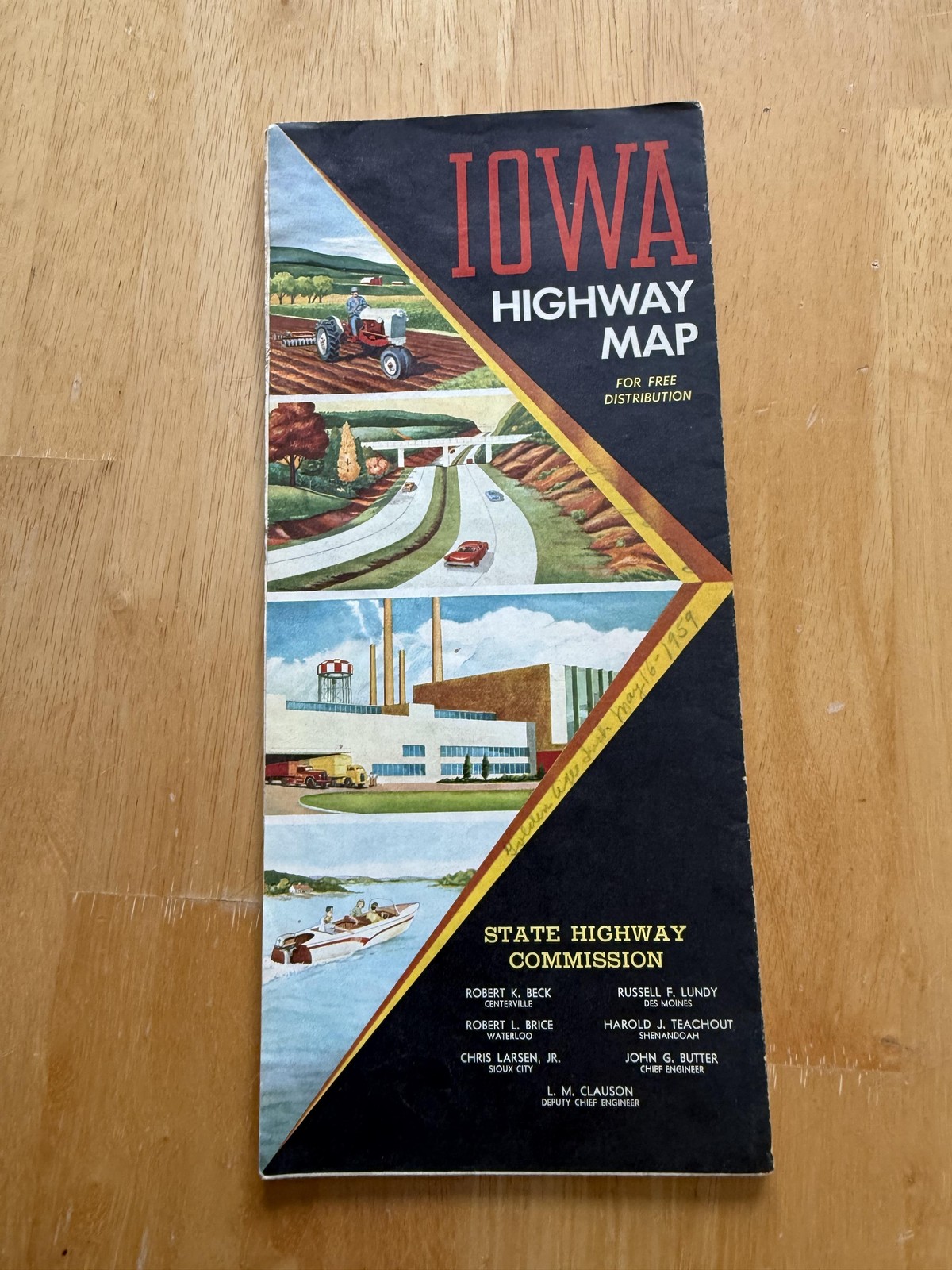 Vintage 1959 Iowa Official Highway Road Map State Highway Commission Folded