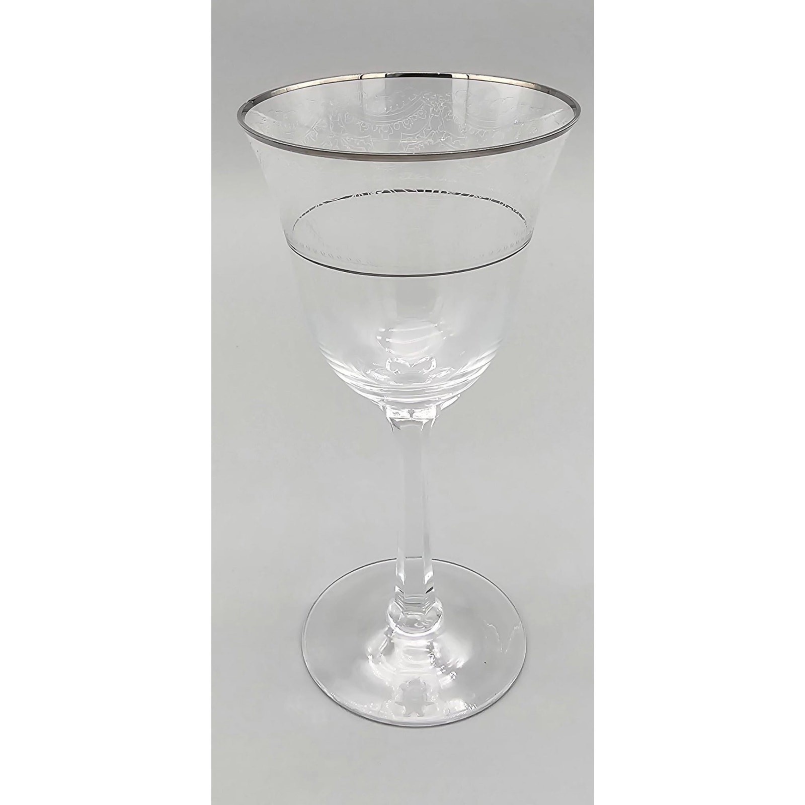 Lenox Etched Crystal Fair Lady Water Goblet Glass 7 1/2" Platinum Trim