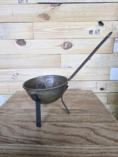 18th Century Hand Forged Cooking Spider Copper Pot Kettle Iron Legs + Handle