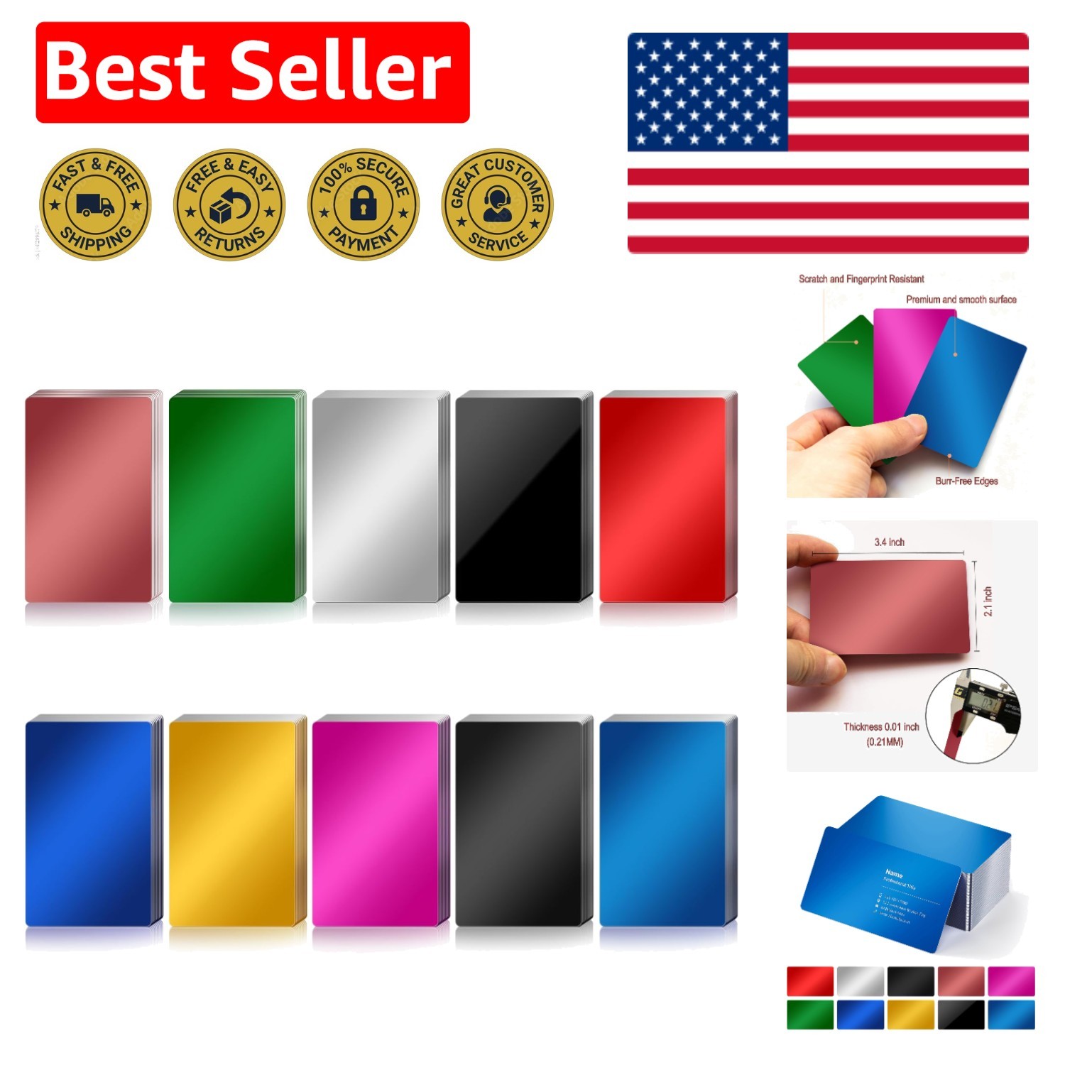 50 Pcs Black Aluminum Cards - Durable, Customizable Metal Blanks for All Uses