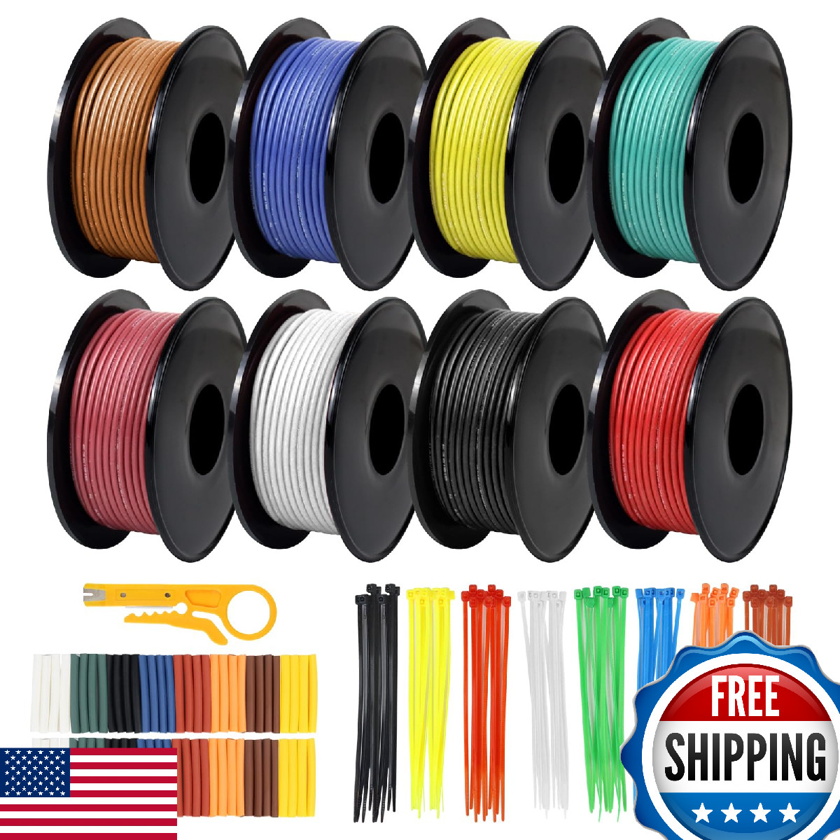 DEKIEVALE 20 AWG Silicone Stranded Wire 32.8ft Tinned Copper Hook Up Wire