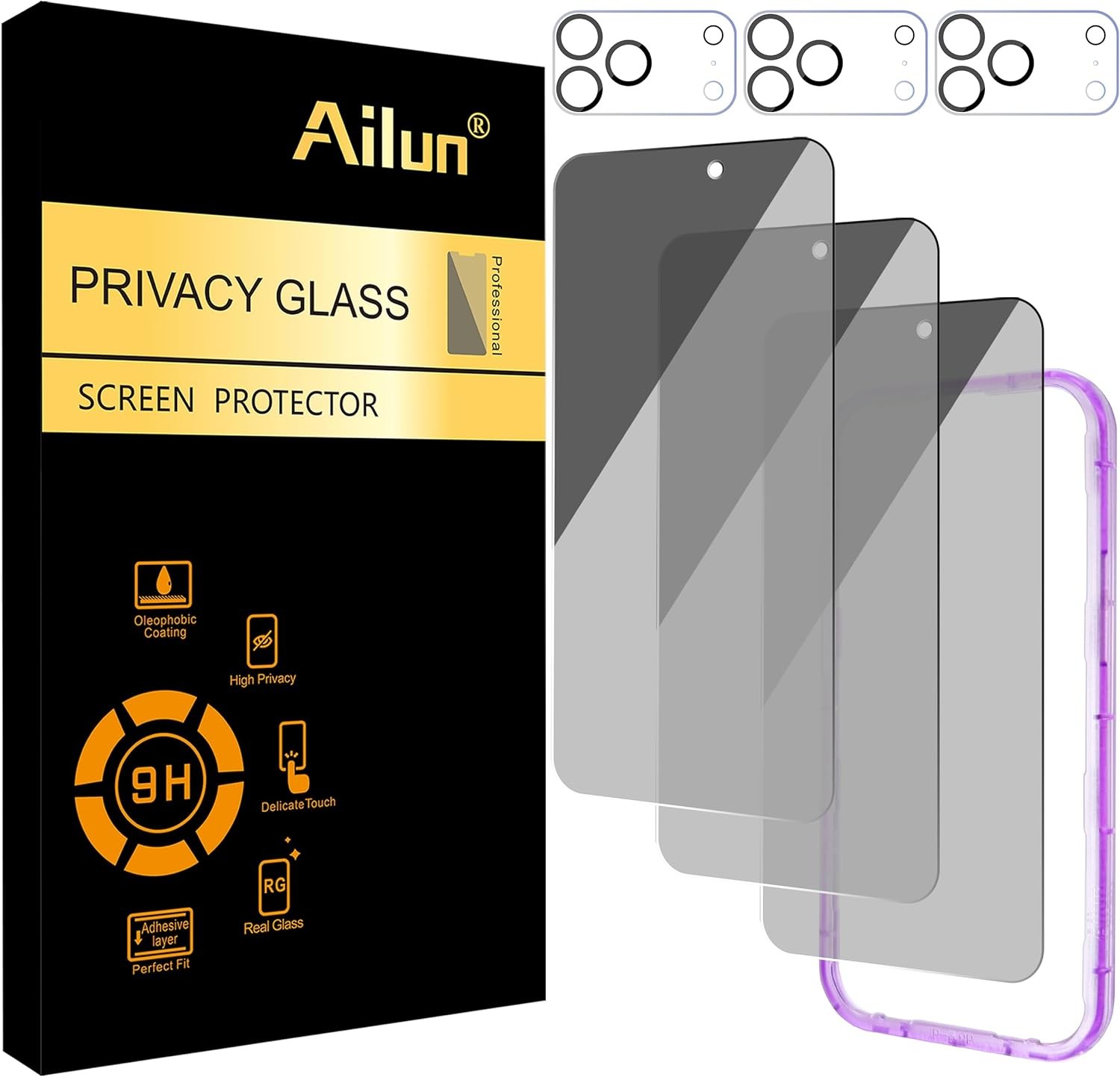 3 Pack for iPhone 17 Pro Max Privacy Screen Protector & Camera Lens Protector, A