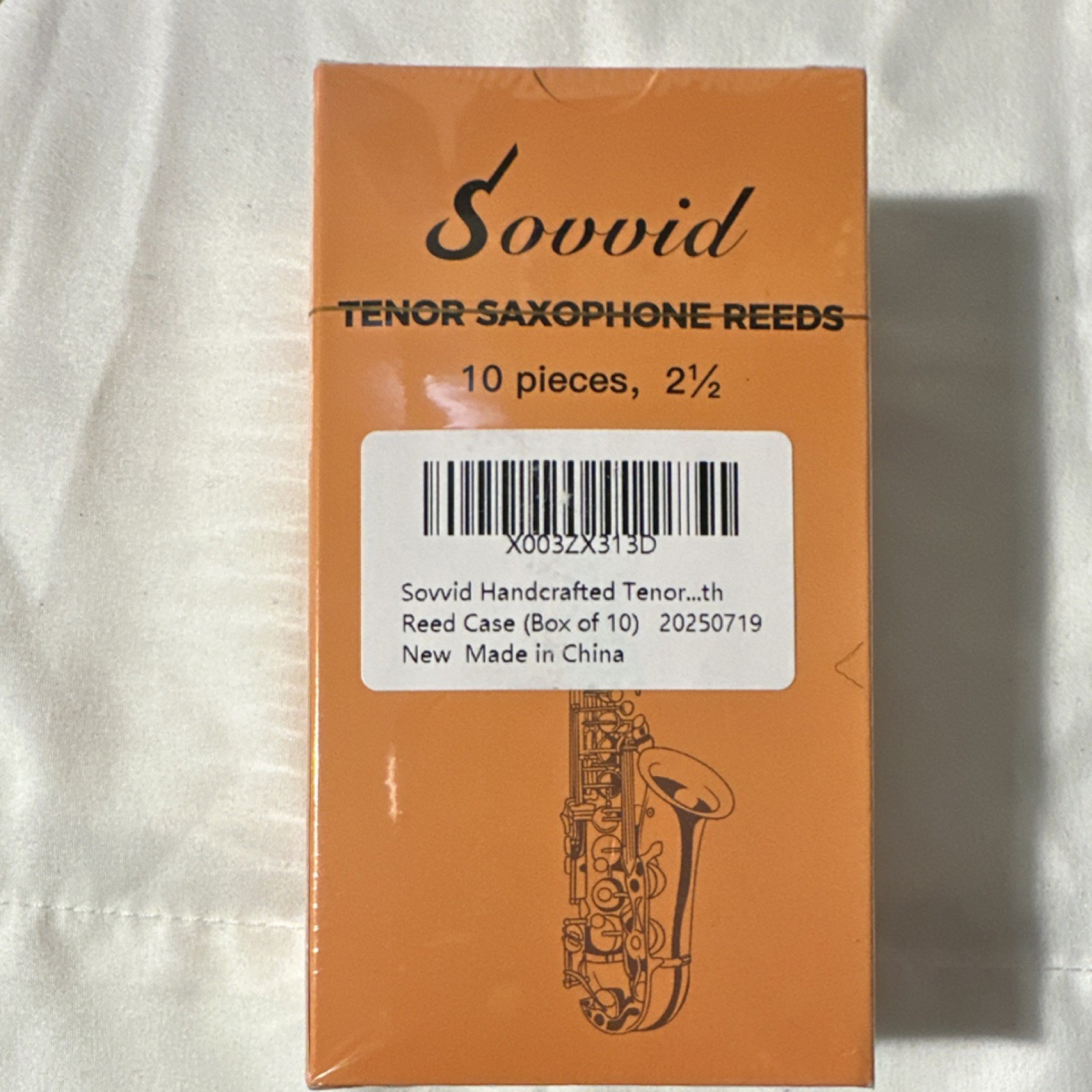Sovvid Tenor Saxophone Reeds 2.5 Strength Orange Box of 10