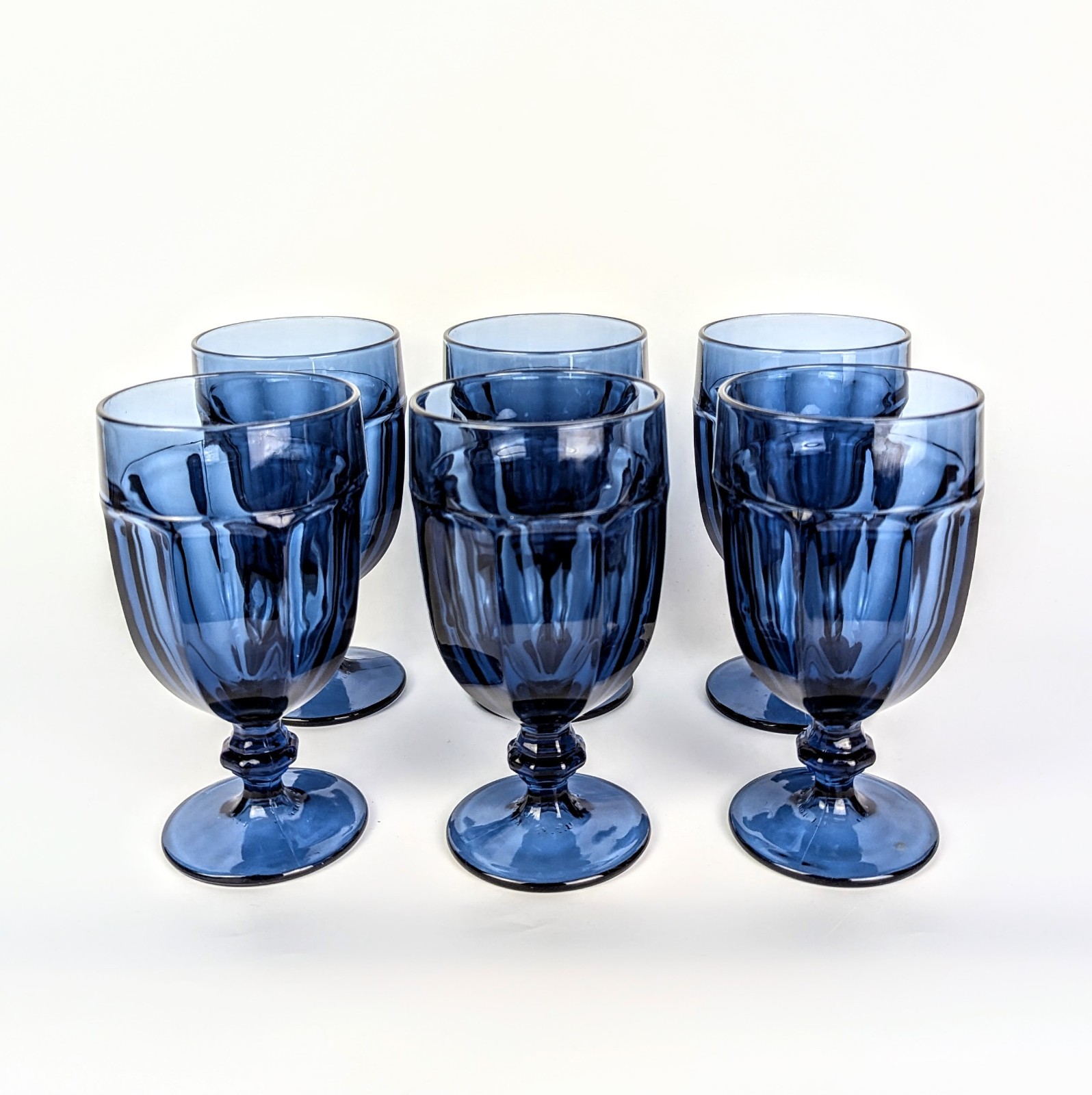 Replacement Libbey Duratuff Teal/Blue Water/Wine Goblets 12 oz Set of 6