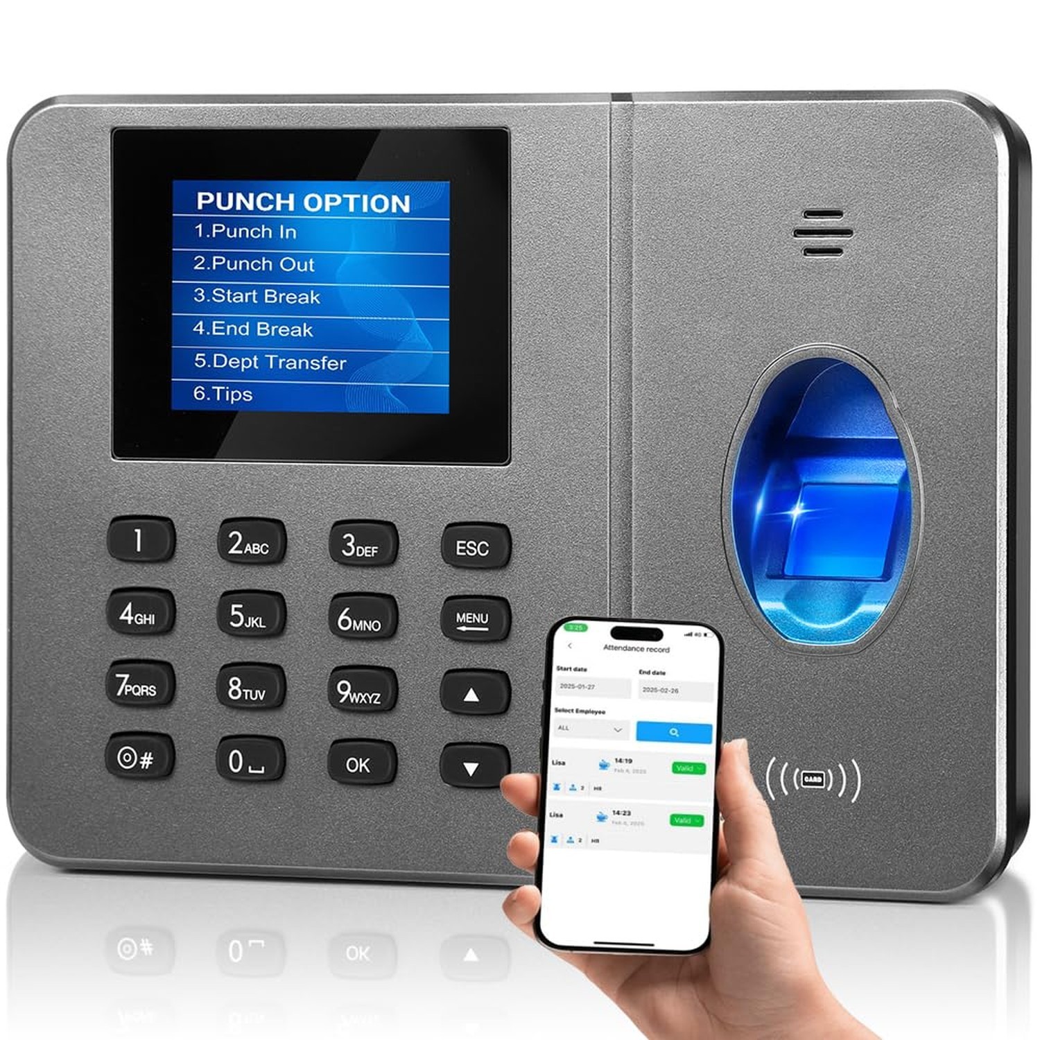 App-Based Time Clock – Fingerprint Attendance for Small Business, iOS/Andr